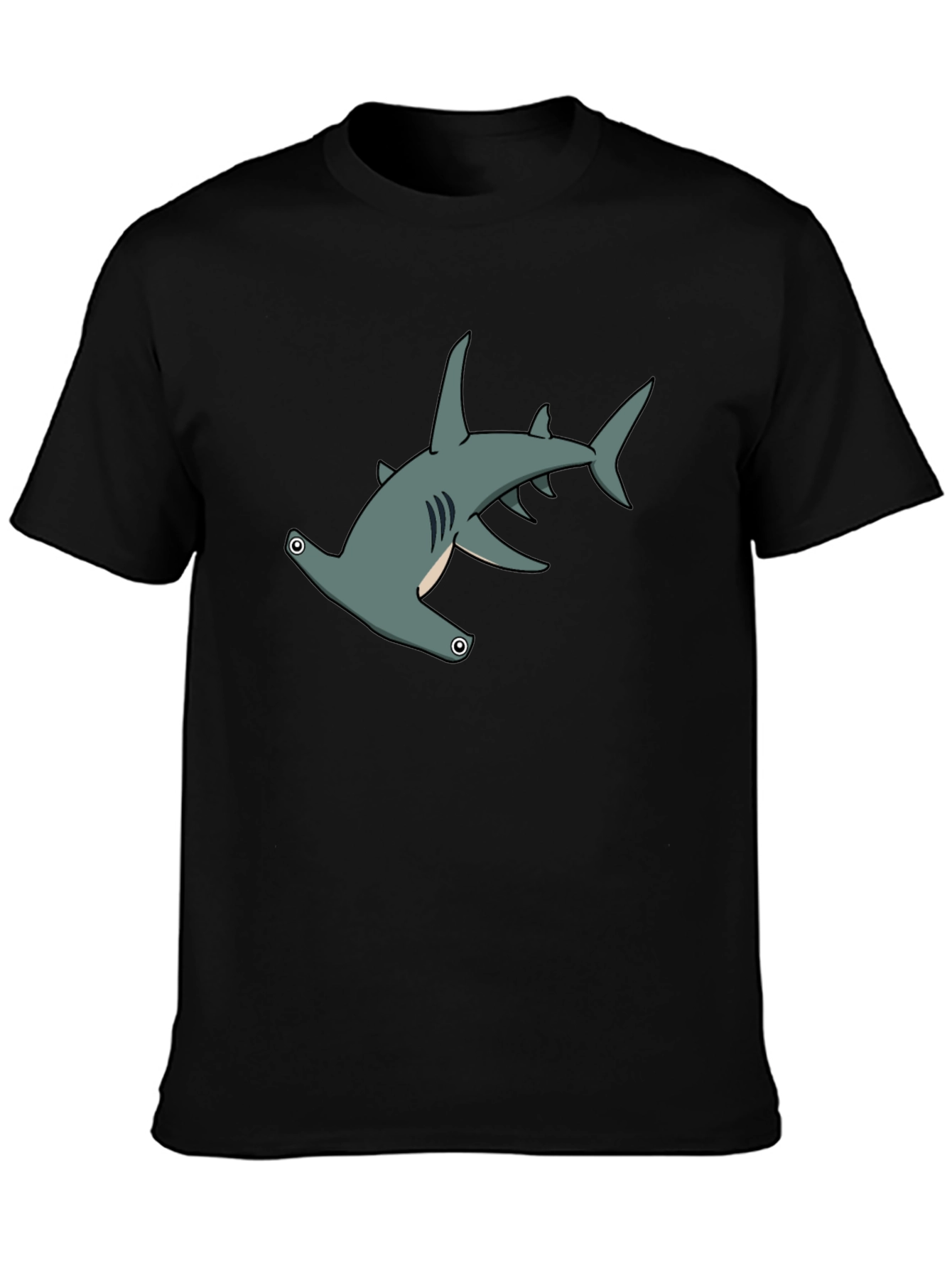 Hammerhead Shark Graphic Tee - Black Cotton