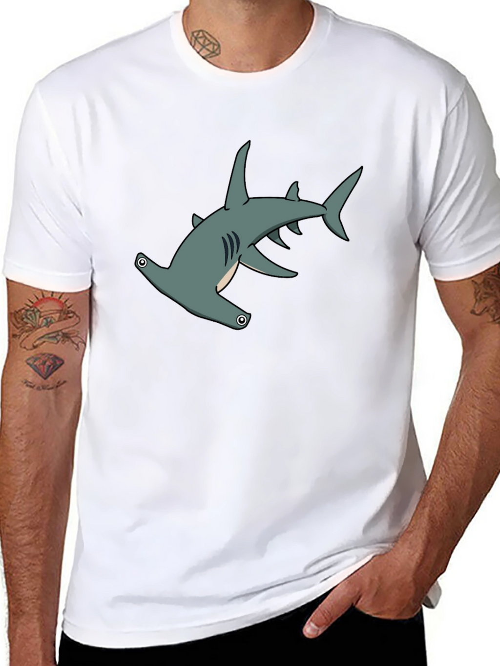 Hammerhead Shark Graphic Tee - Black Cotton