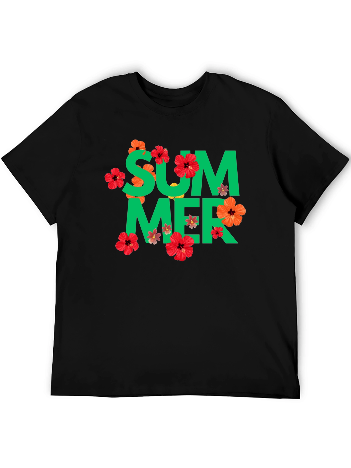Summer Floral Graphic Tee - Black