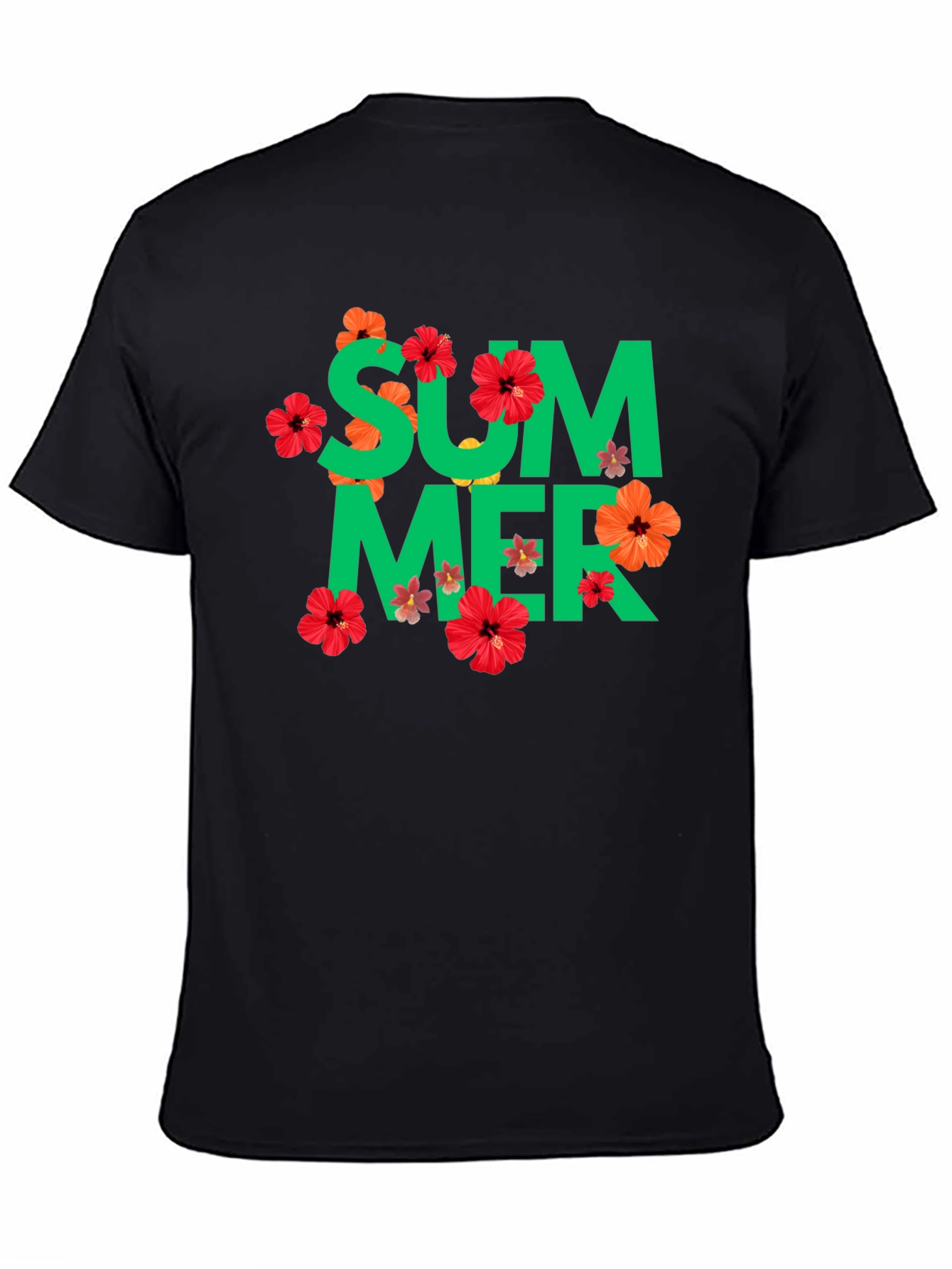 Summer Floral Graphic Tee - Black
