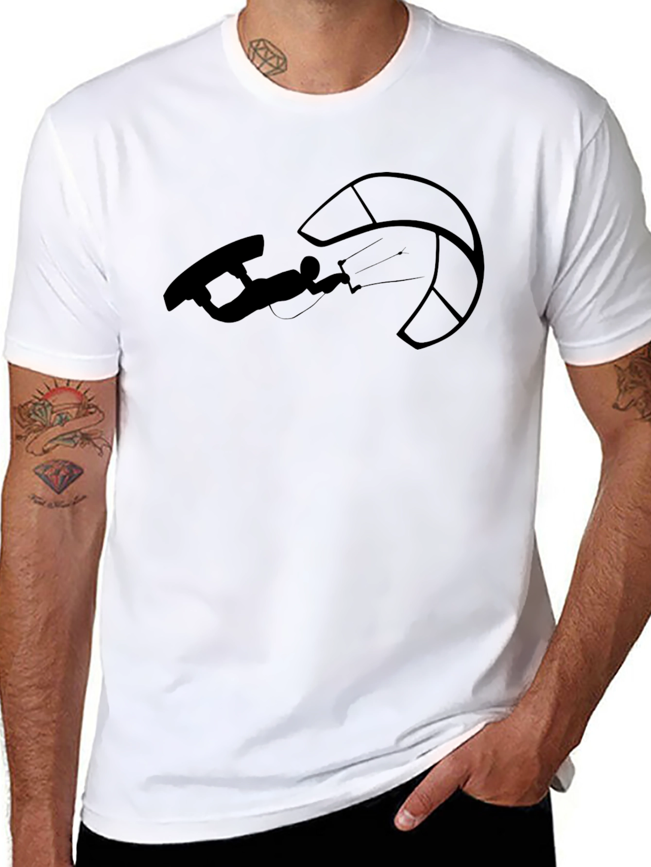 Kitesurfing Graphic Tee - Black Cotton