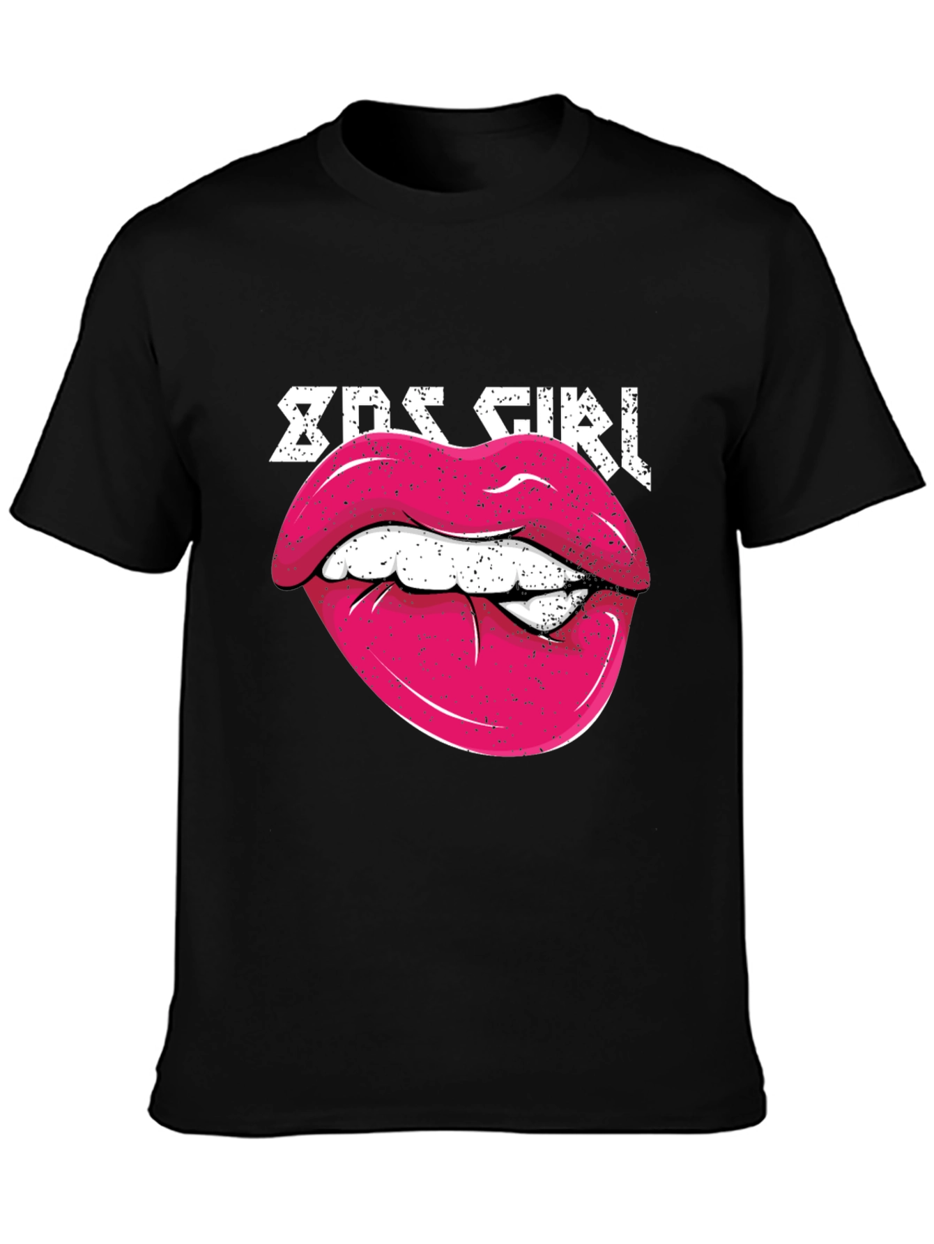 80s Girl Lips Graphic Tee - Retro Style Shirt