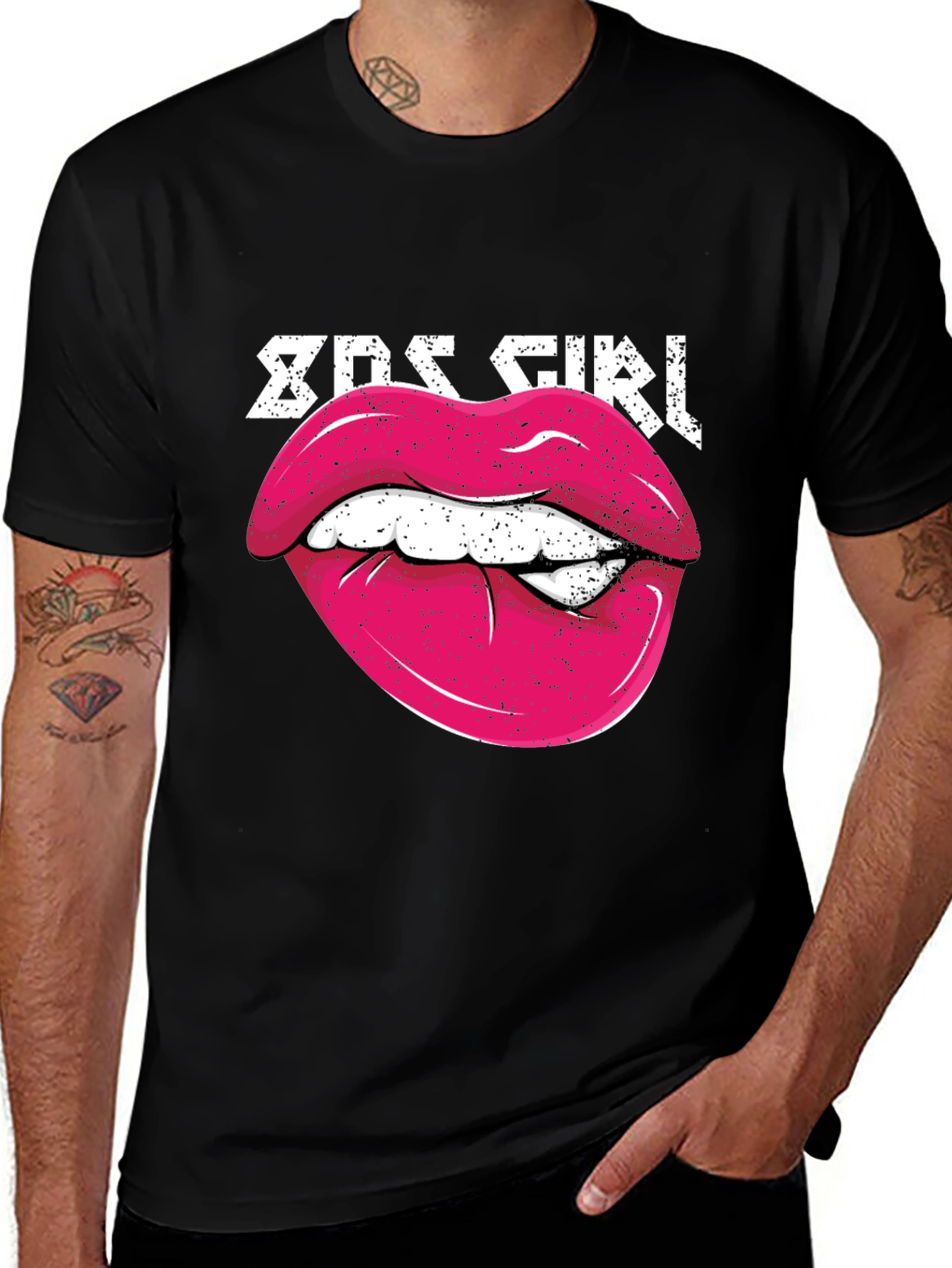80s Girl Lips Graphic Tee - Retro Style Shirt