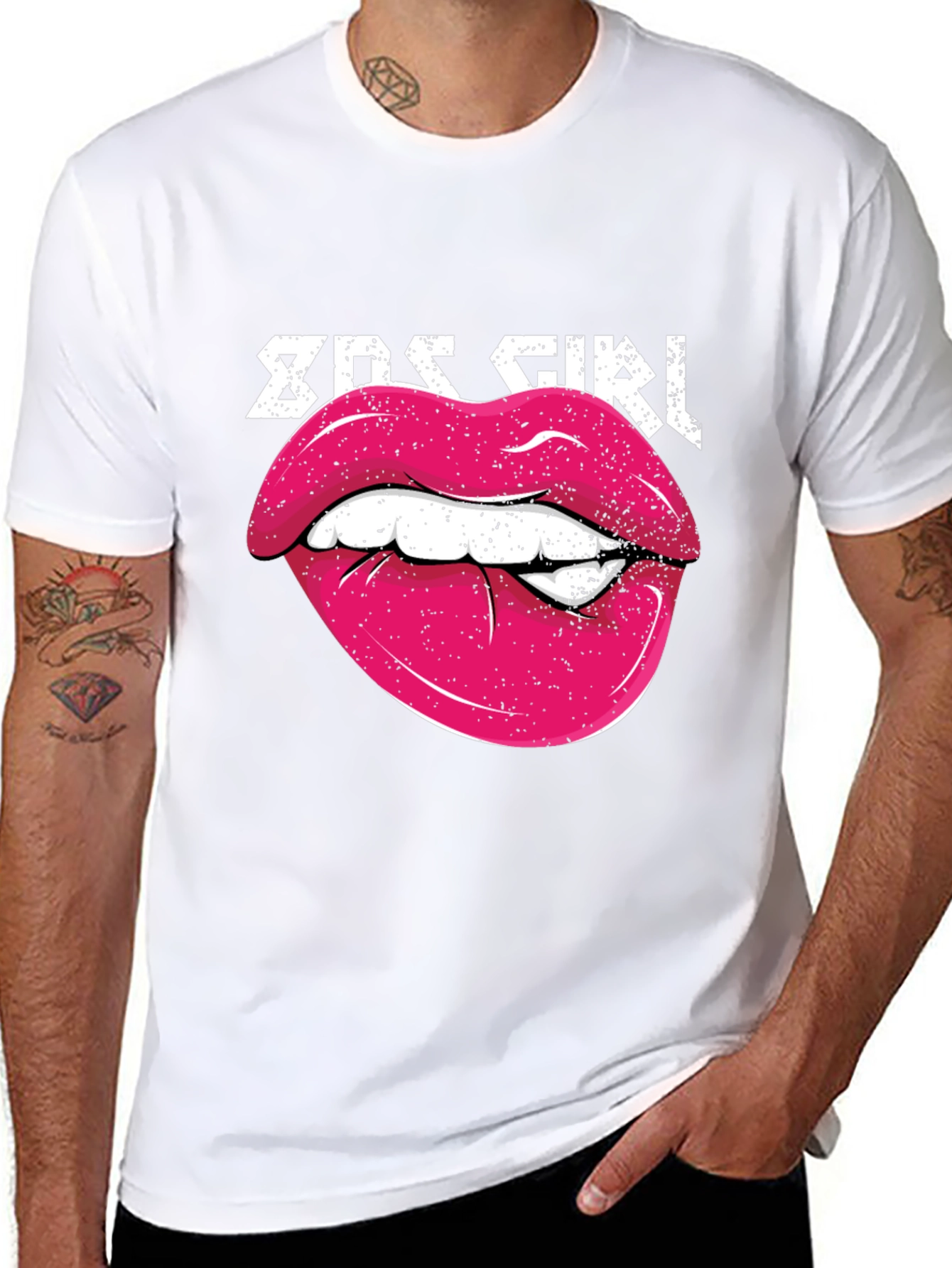 80s Girl Lips Graphic Tee - Retro Style Shirt