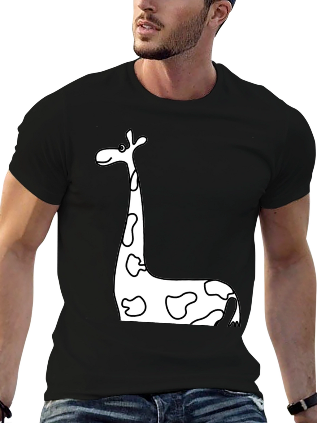 Black Giraffe Print T-Shirt