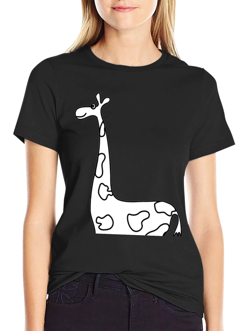 Black Giraffe Print T-Shirt