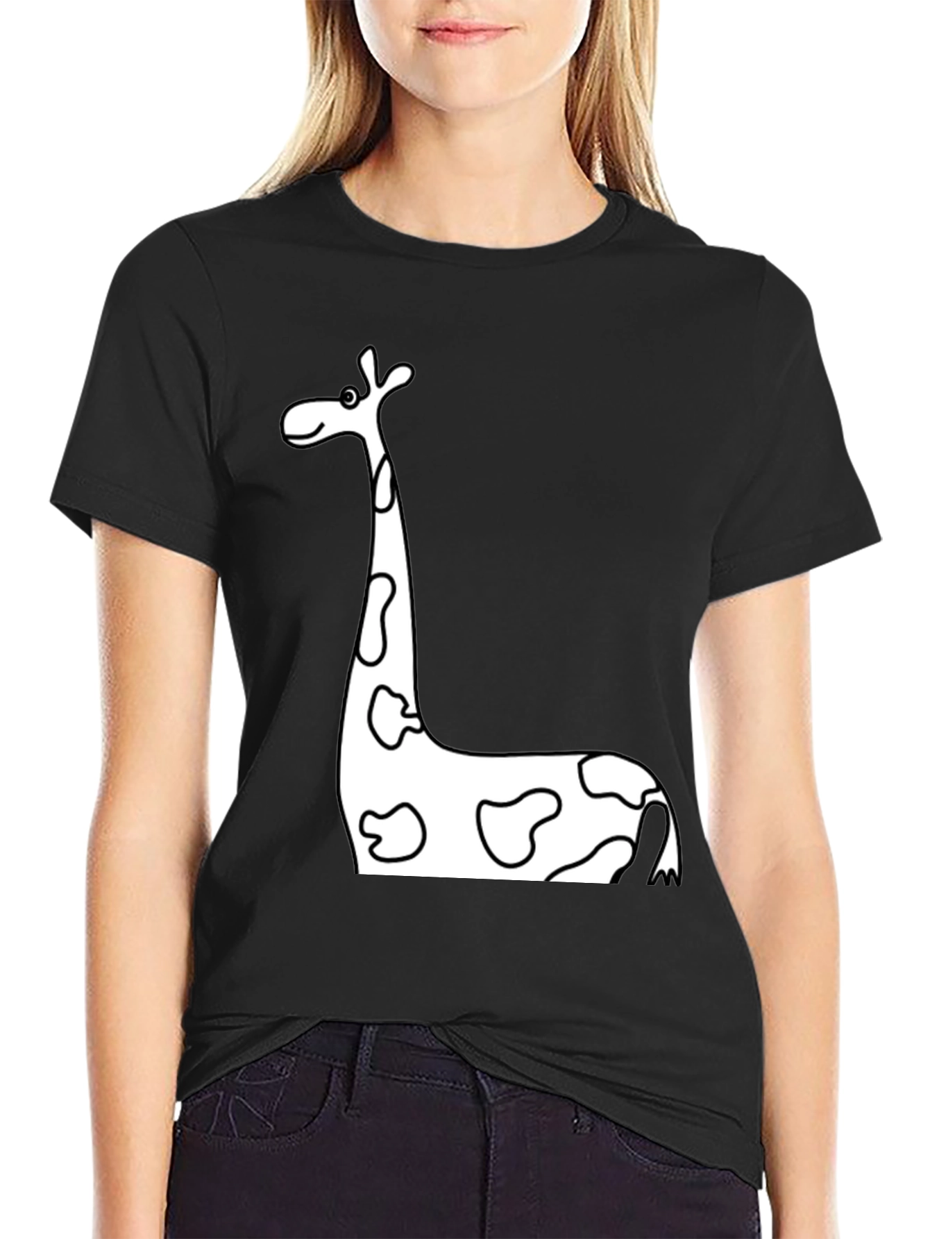 Black Giraffe Print T-Shirt