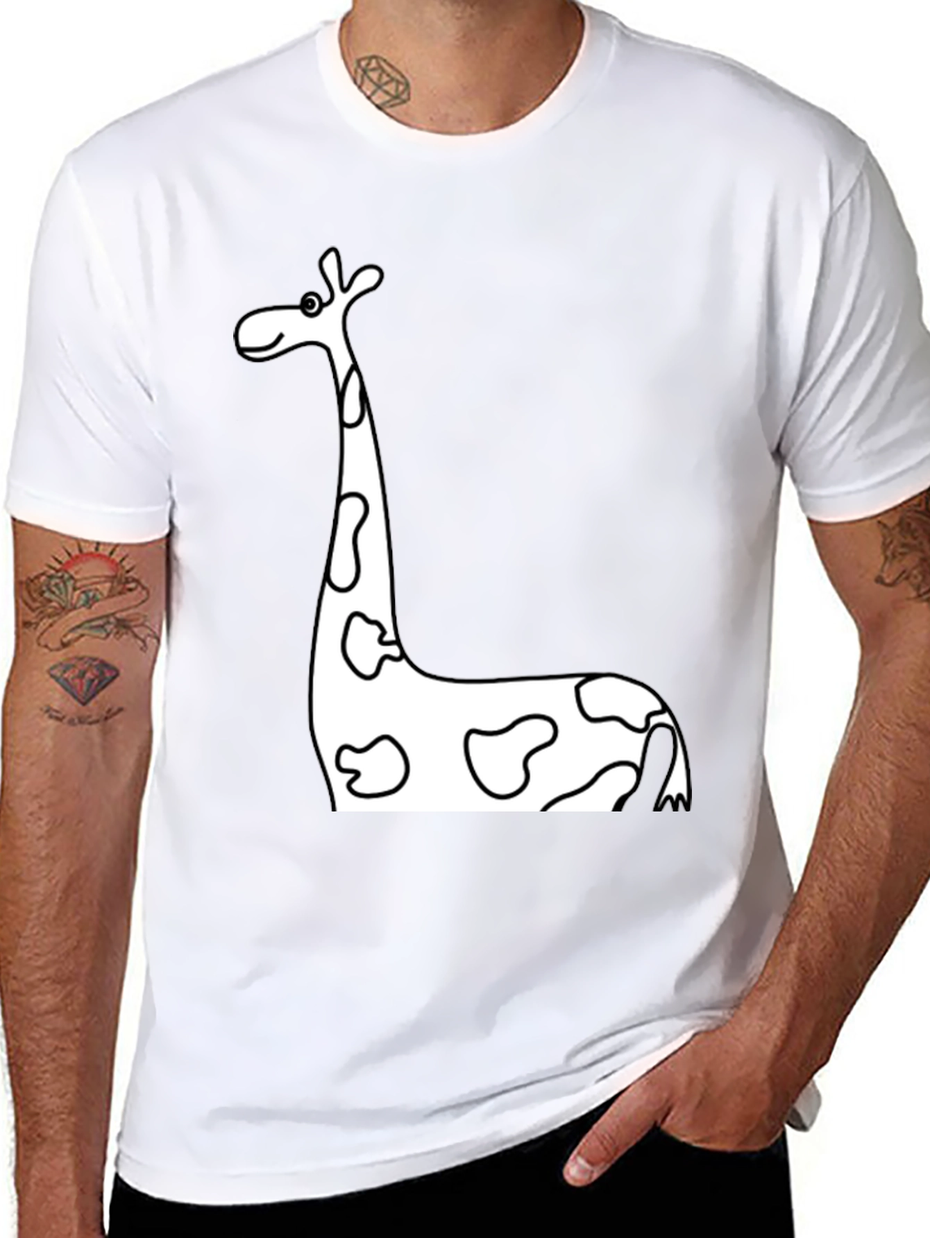 Black Giraffe Print T-Shirt
