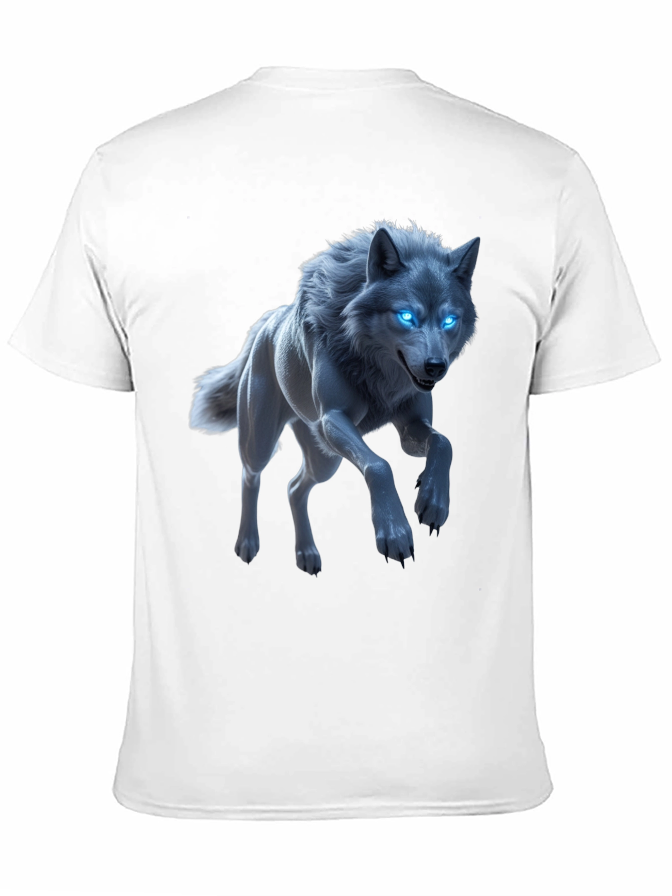 Mystic Wolf Graphic Tee - Glowing Blue Eyes