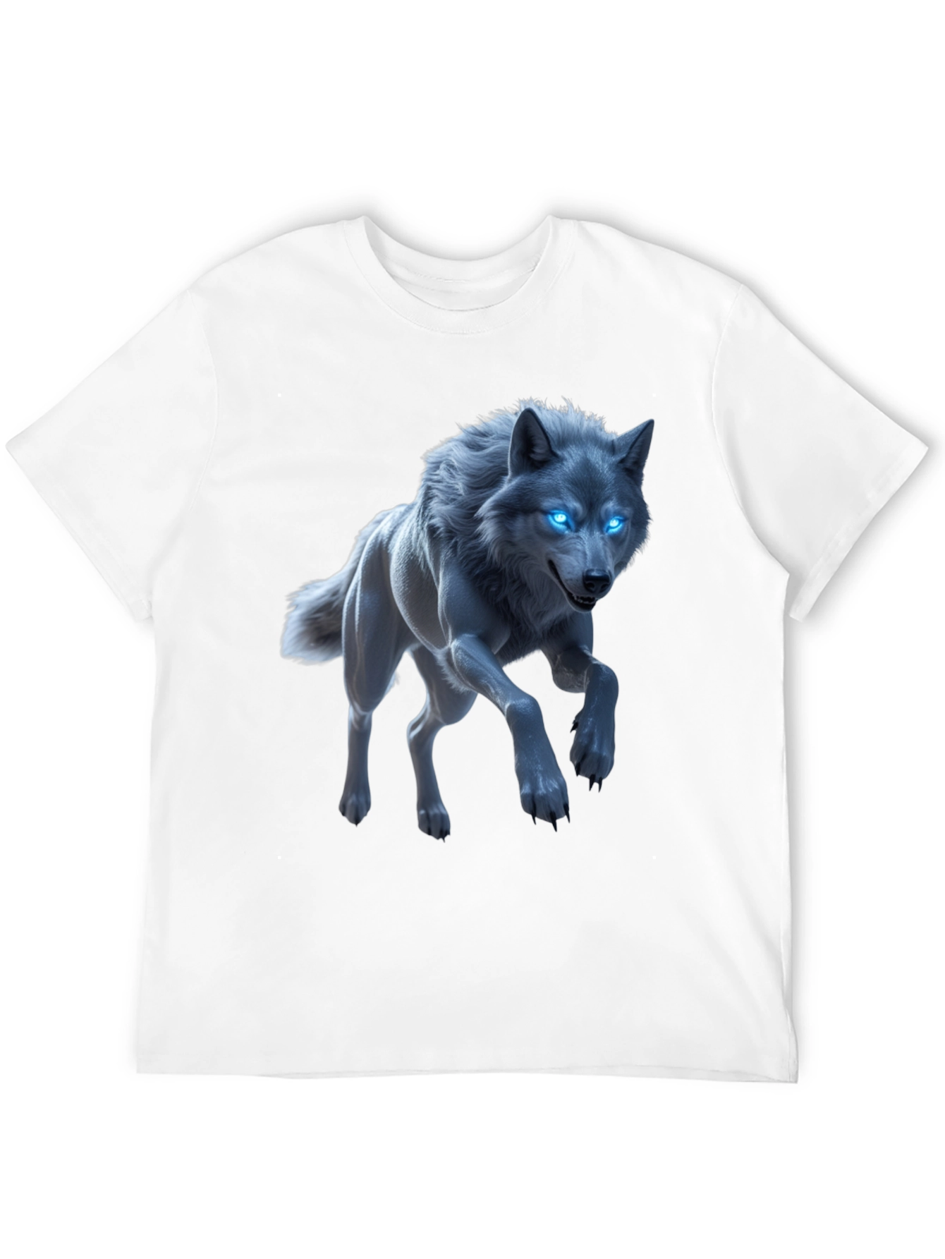 Mystic Wolf Graphic Tee - Glowing Blue Eyes