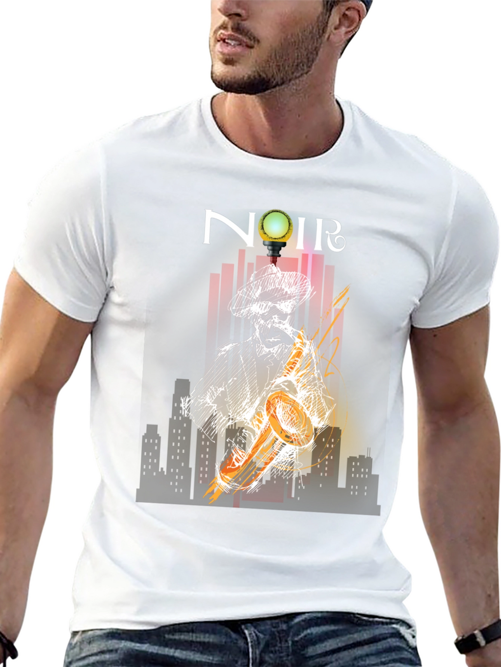 Noir Saxophone Graphic Tee - Cool Musician T-Shirt