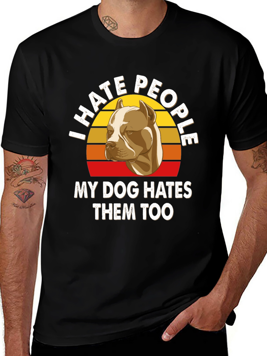I Hate People Pitbull T-Shirt Funny Dog Lover Tee