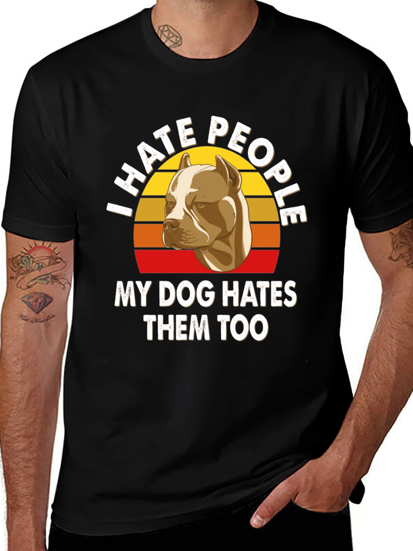 I Hate People Pitbull T-Shirt Funny Dog Lover Tee