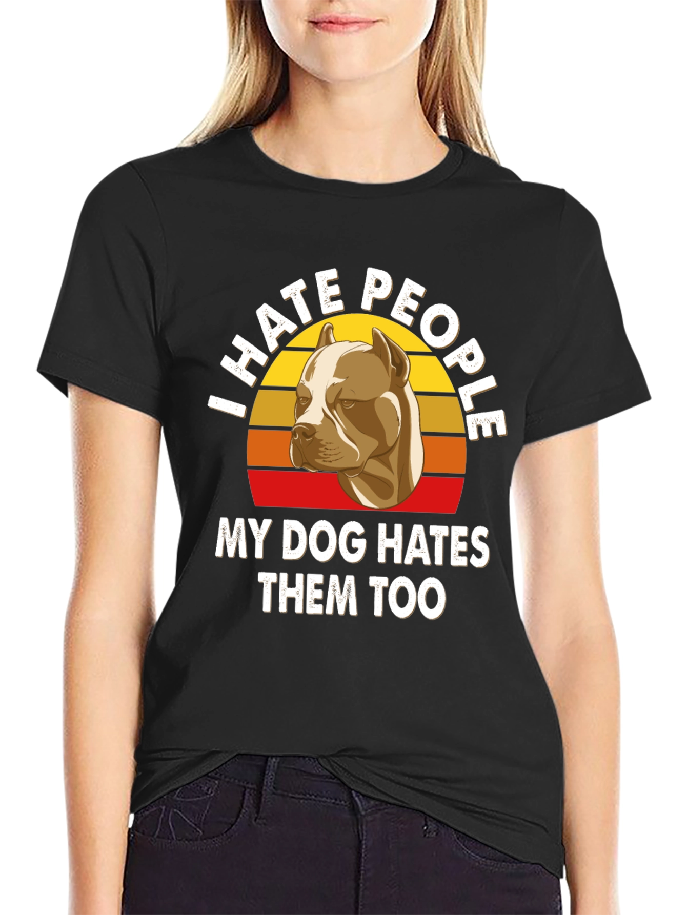 I Hate People Pitbull T-Shirt Funny Dog Lover Tee