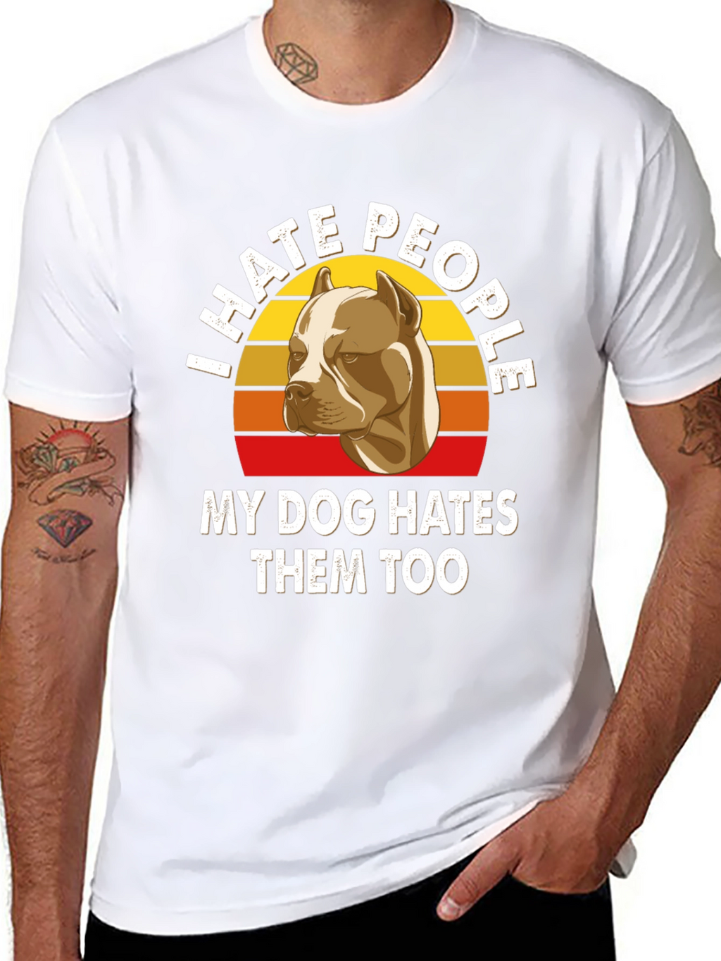 I Hate People Pitbull T-Shirt Funny Dog Lover Tee