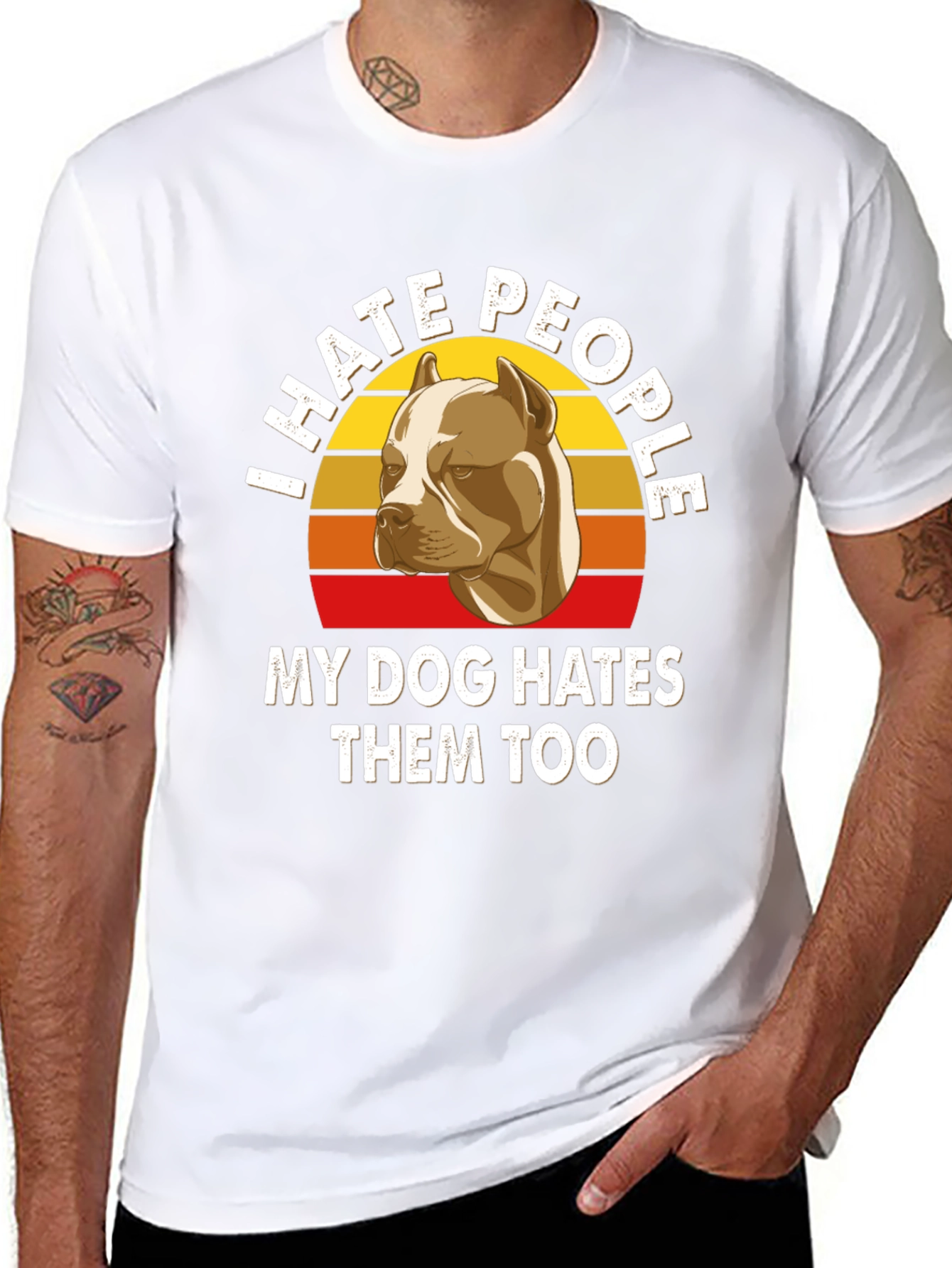 I Hate People Pitbull T-Shirt Funny Dog Lover Tee