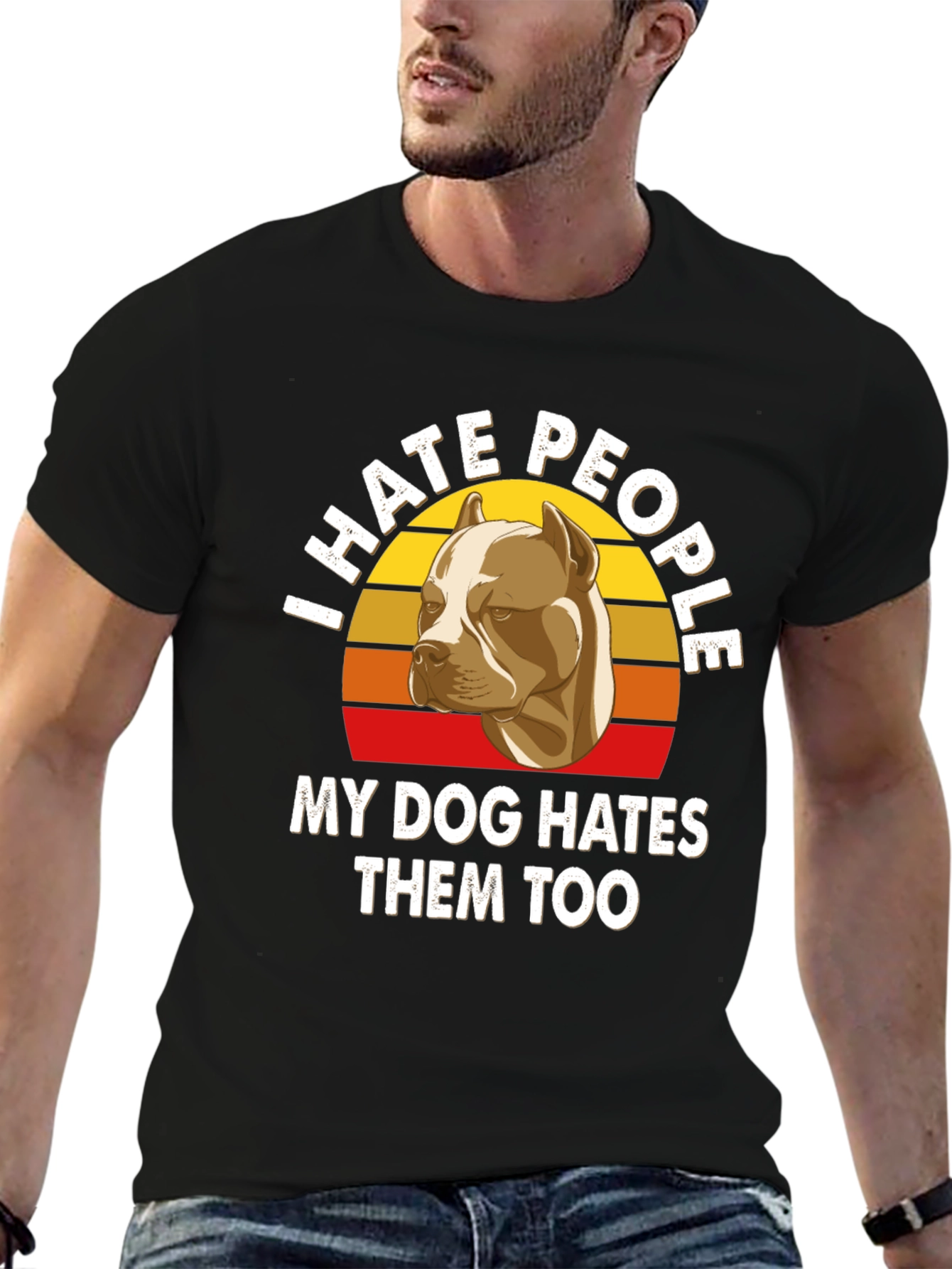 I Hate People Pitbull T-Shirt Funny Dog Lover Tee
