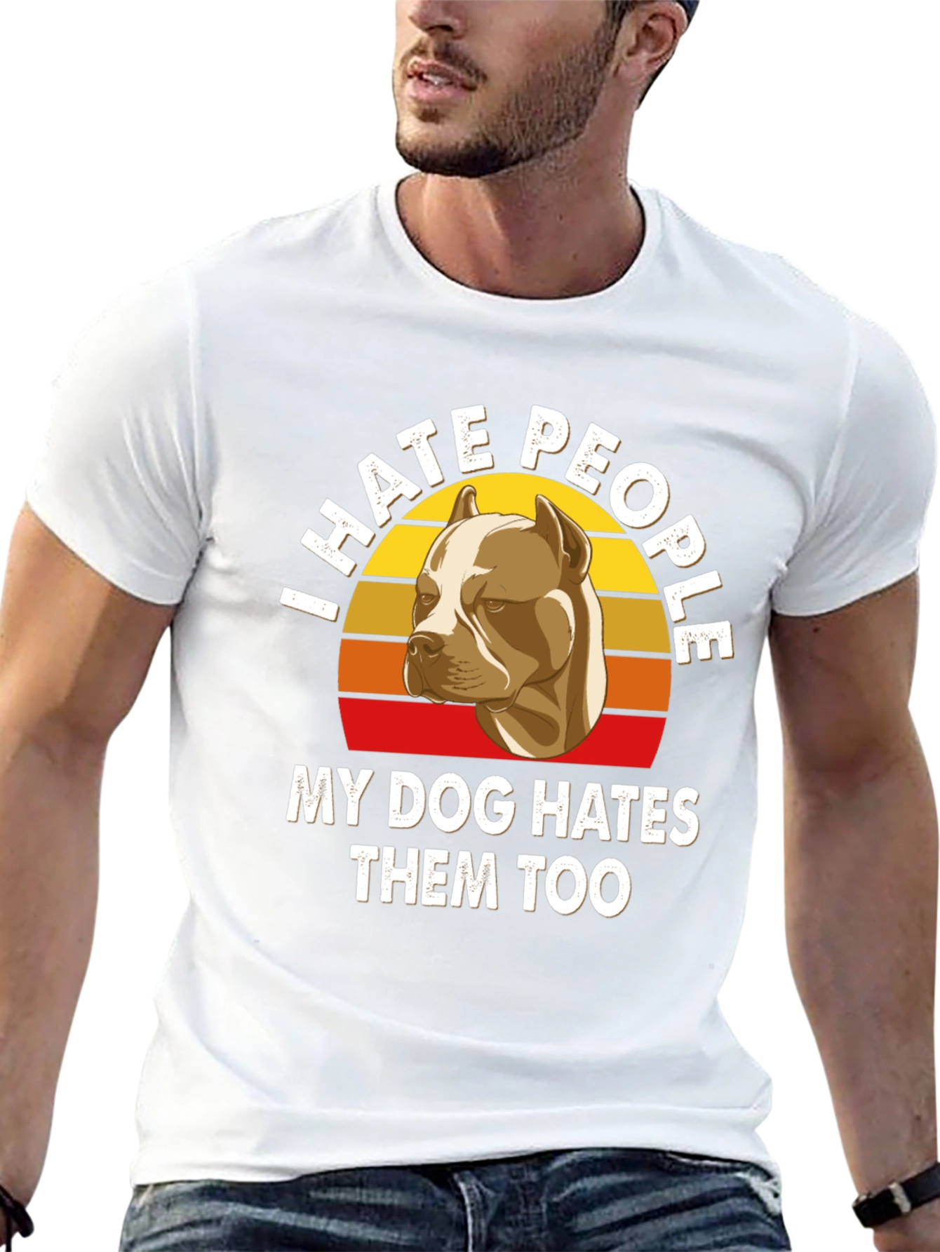I Hate People Pitbull T-Shirt Funny Dog Lover Tee