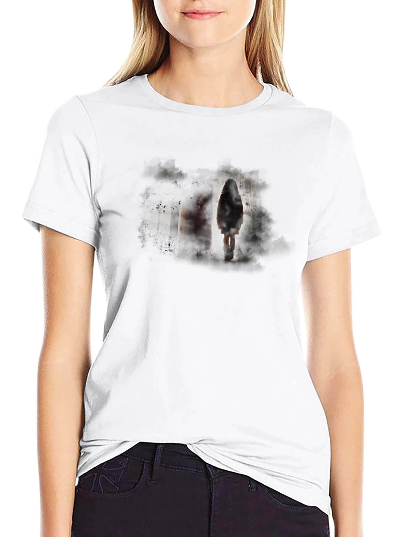Eerie Figure Graphic Black T-Shirt