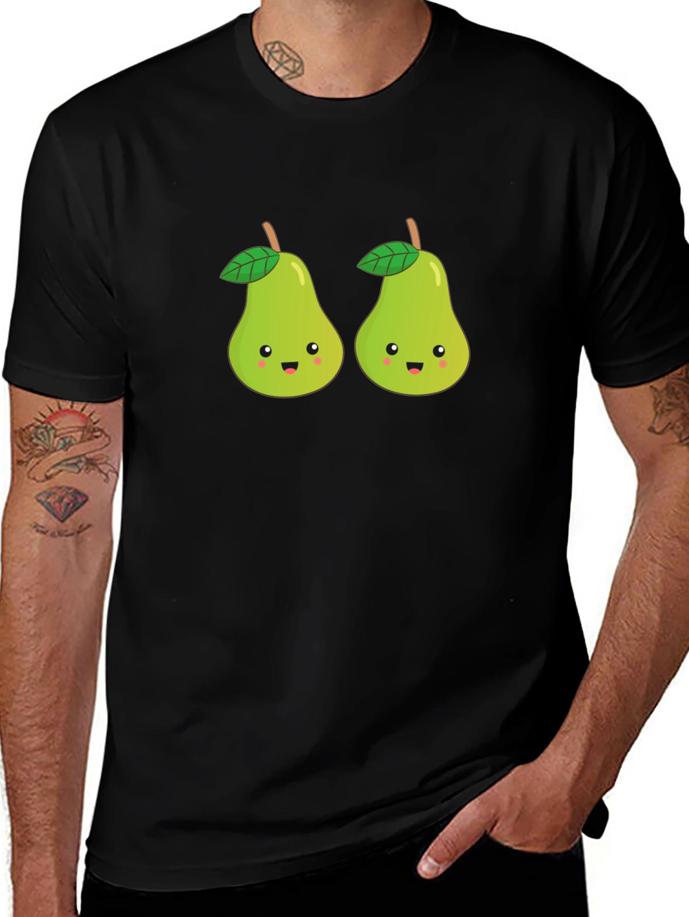 Cute Pear Couple Black T-Shirt
