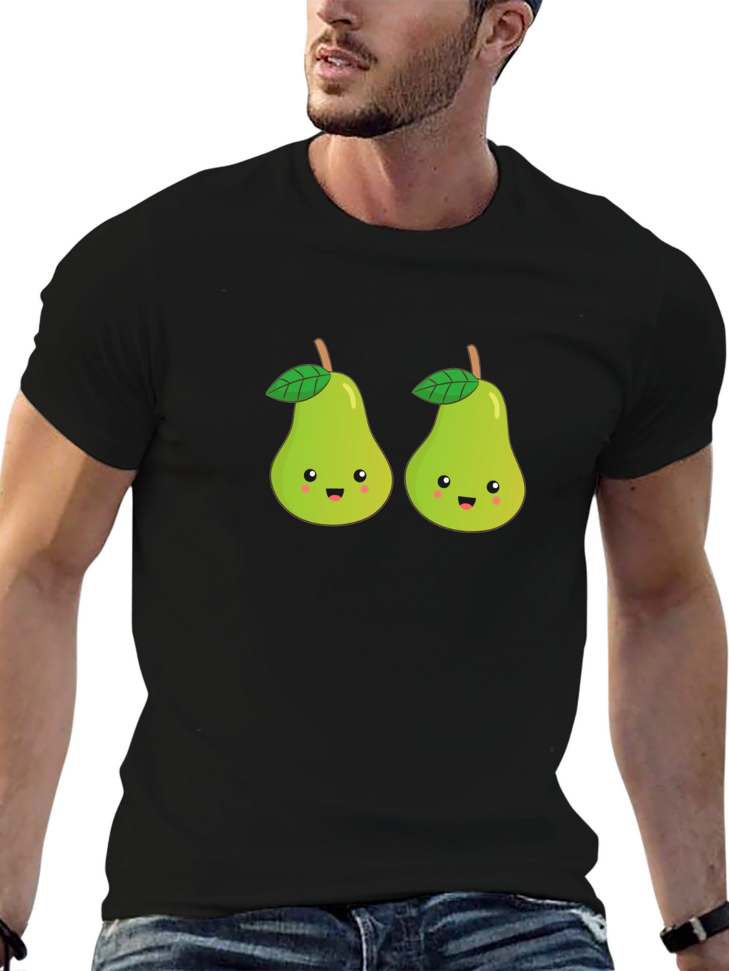 Cute Pear Couple Black T-Shirt