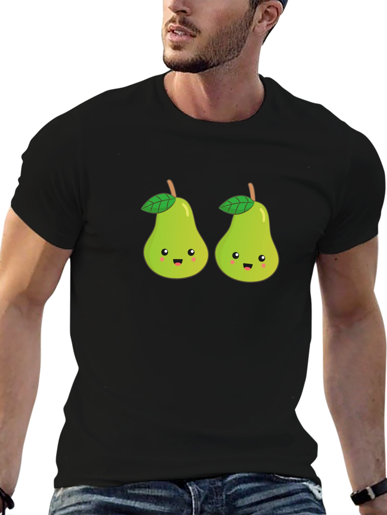 Cute Pear Couple Black T-Shirt