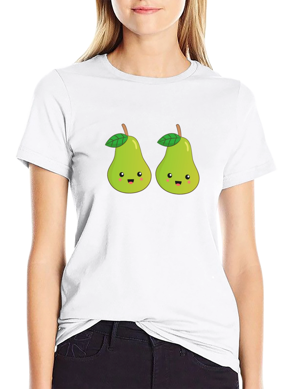 Cute Pear Couple Black T-Shirt