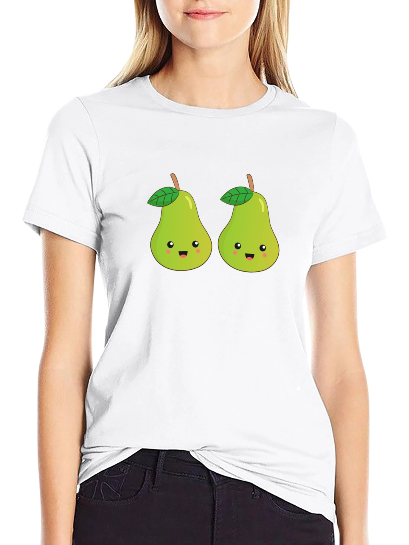 Cute Pear Couple Black T-Shirt