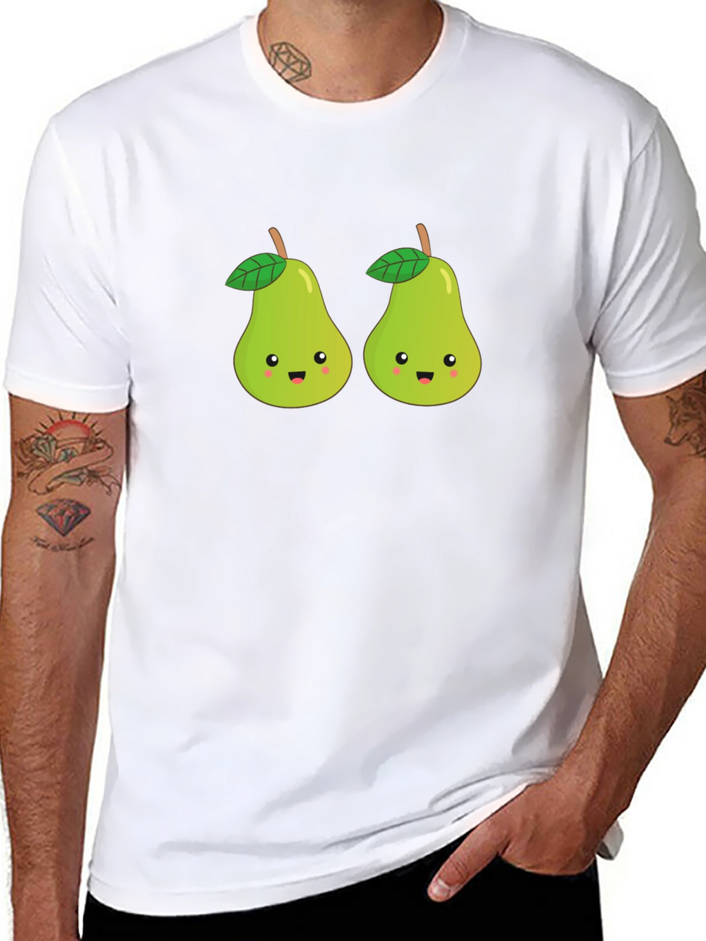 Cute Pear Couple Black T-Shirt