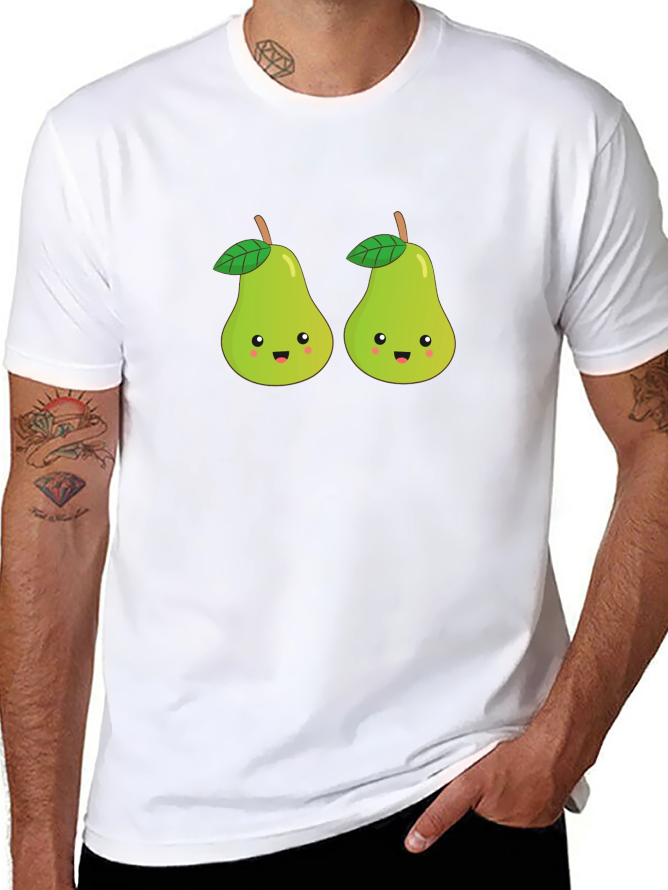 Cute Pear Couple Black T-Shirt