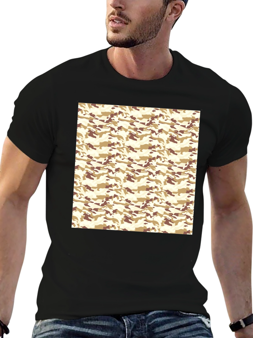 Camo Pattern Black T-Shirt