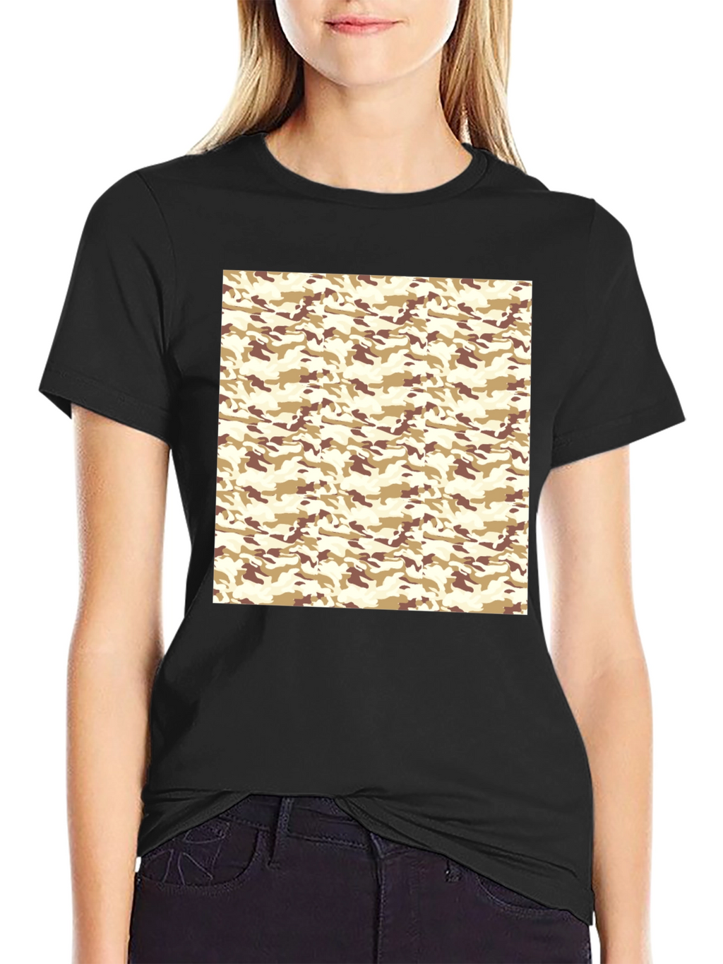 Camo Pattern Black T-Shirt