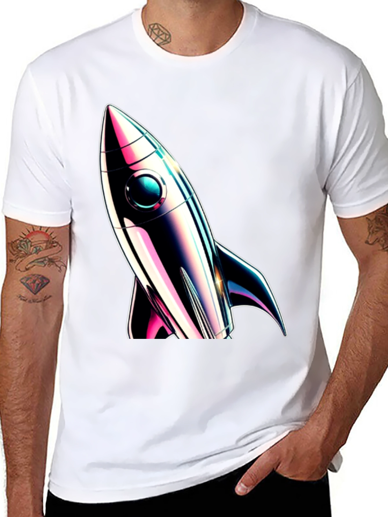 Retro Rocket Graphic Tee - Space Adventure Style