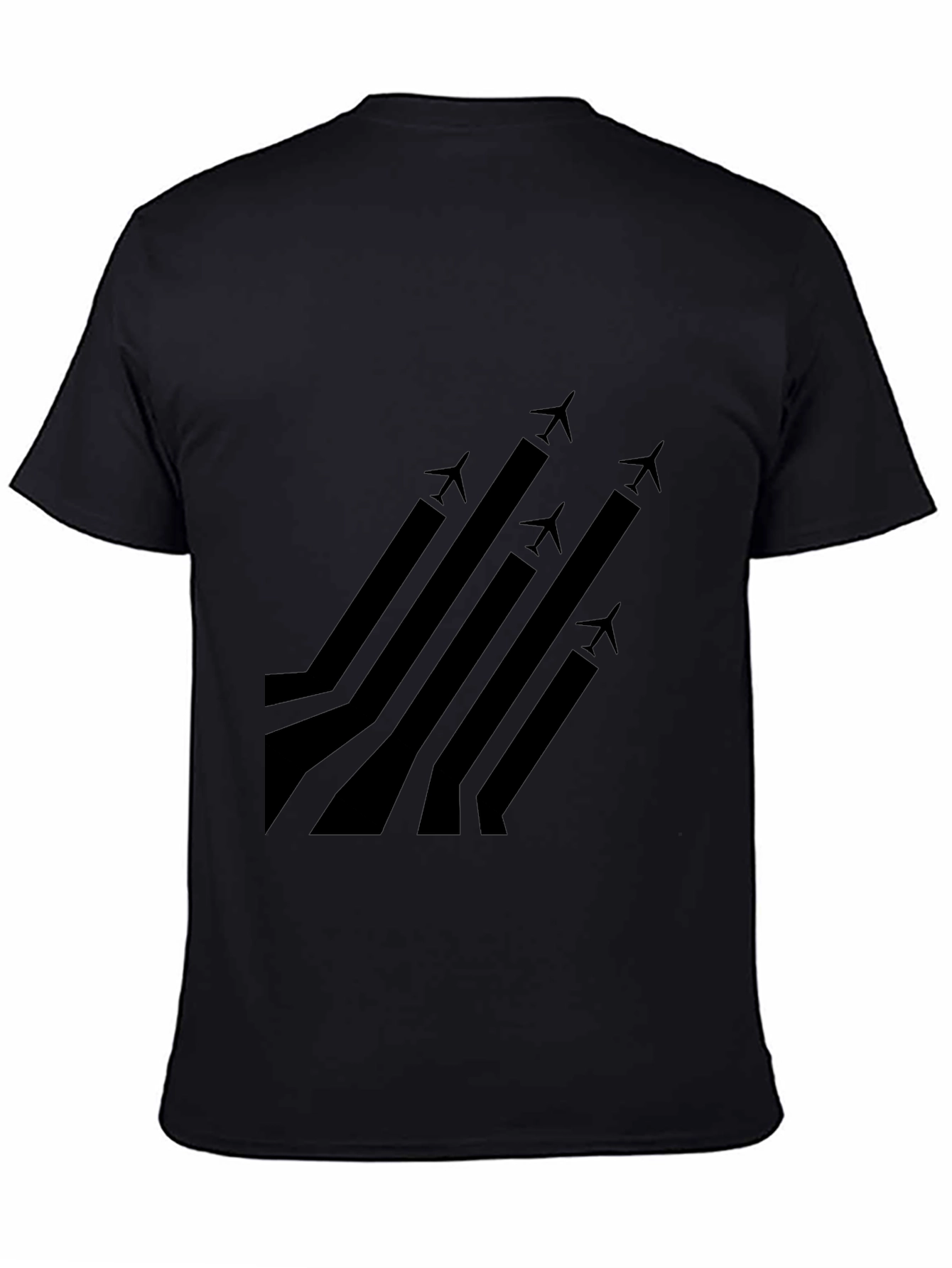 Stylish Black Airplane Graphic T-Shirt