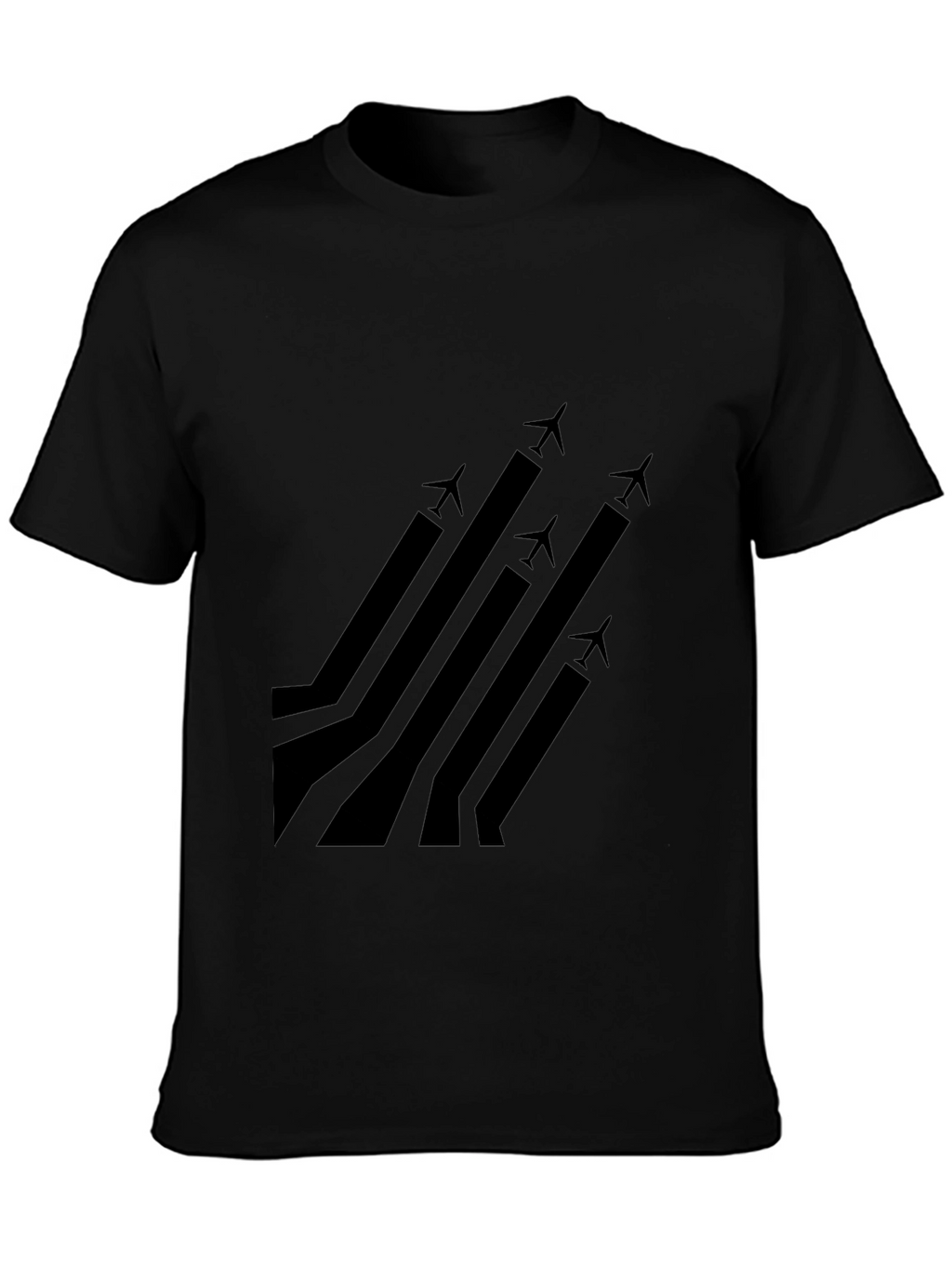 Stylish Black Airplane Graphic T-Shirt