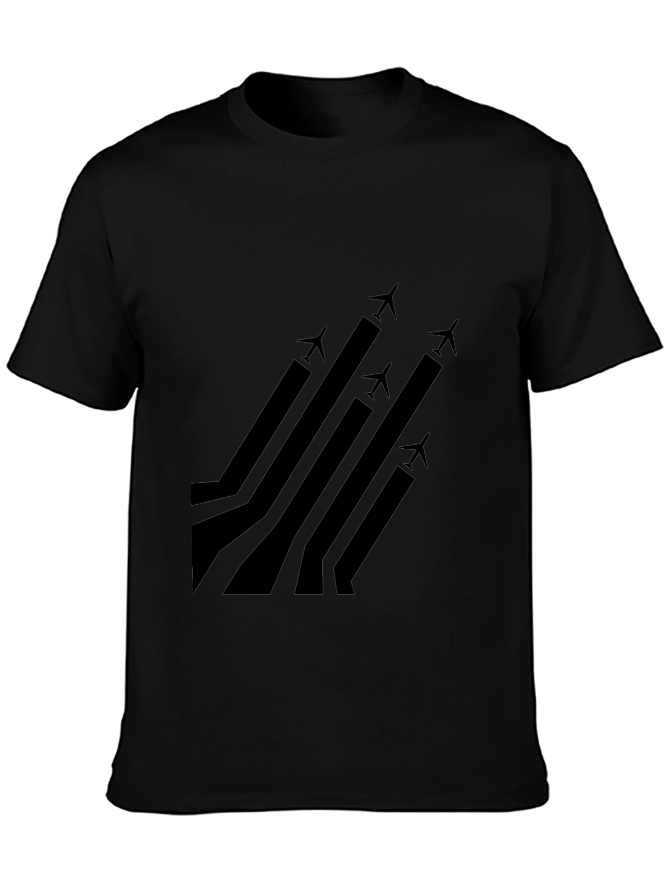 Stylish Black Airplane Graphic T-Shirt