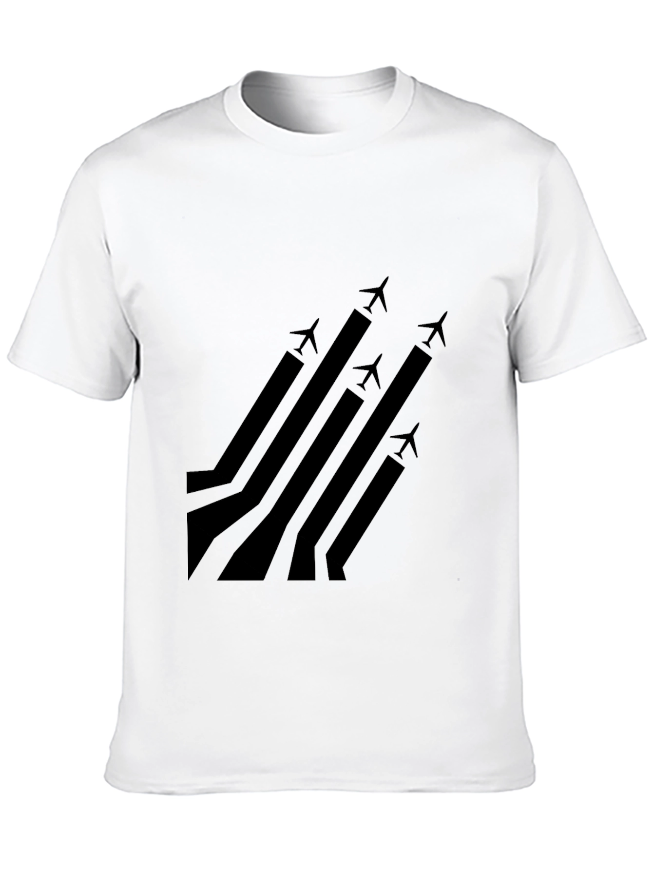 Stylish Black Airplane Graphic T-Shirt