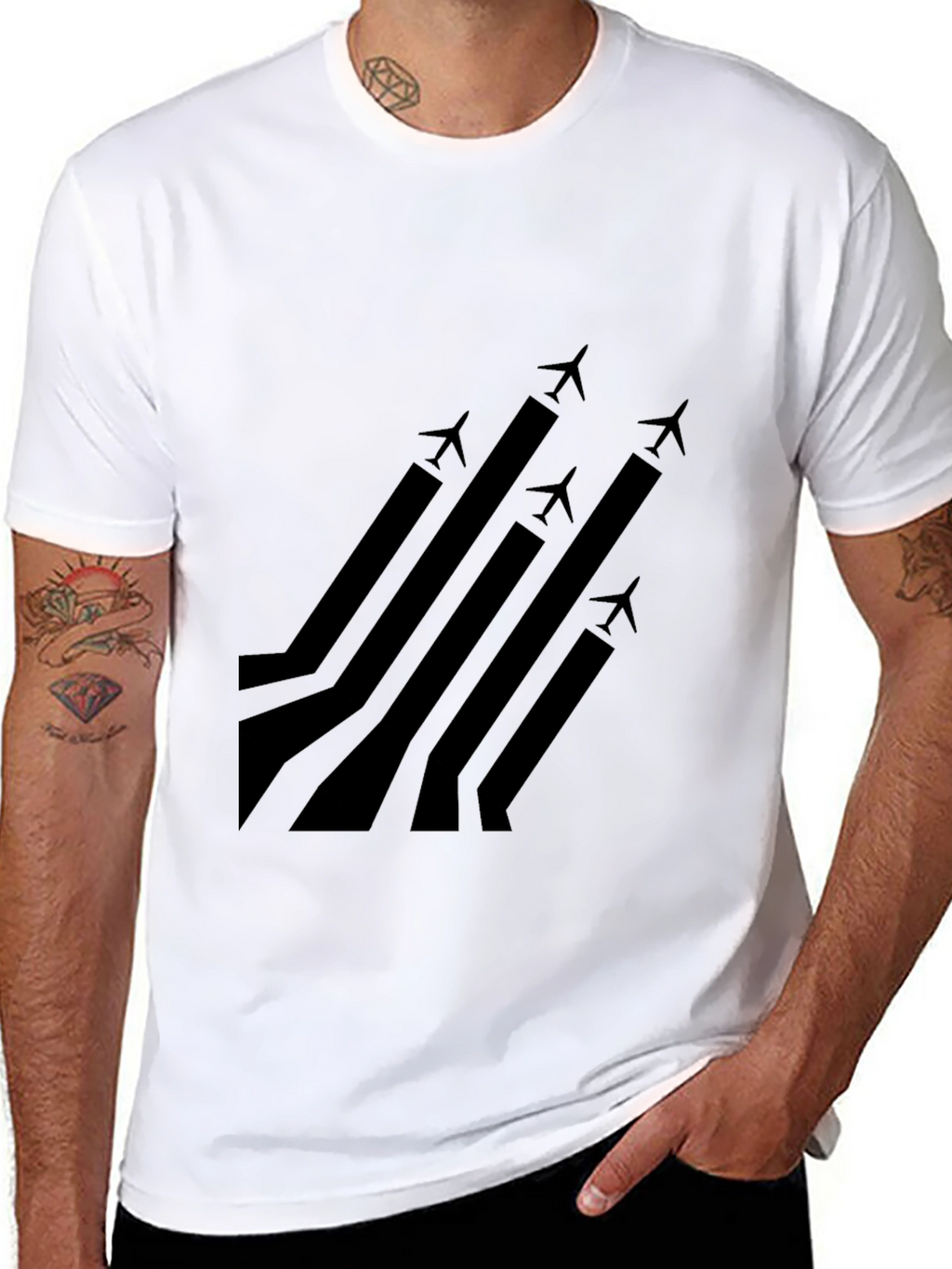 Stylish Black Airplane Graphic T-Shirt
