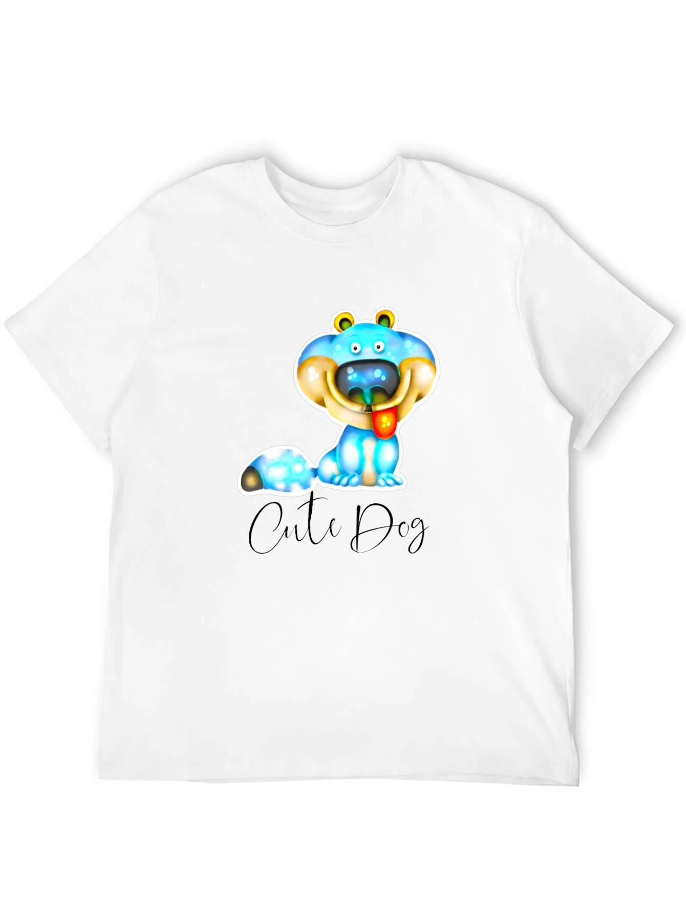Cute Dog Graphic T-Shirt - Black Cotton Blend