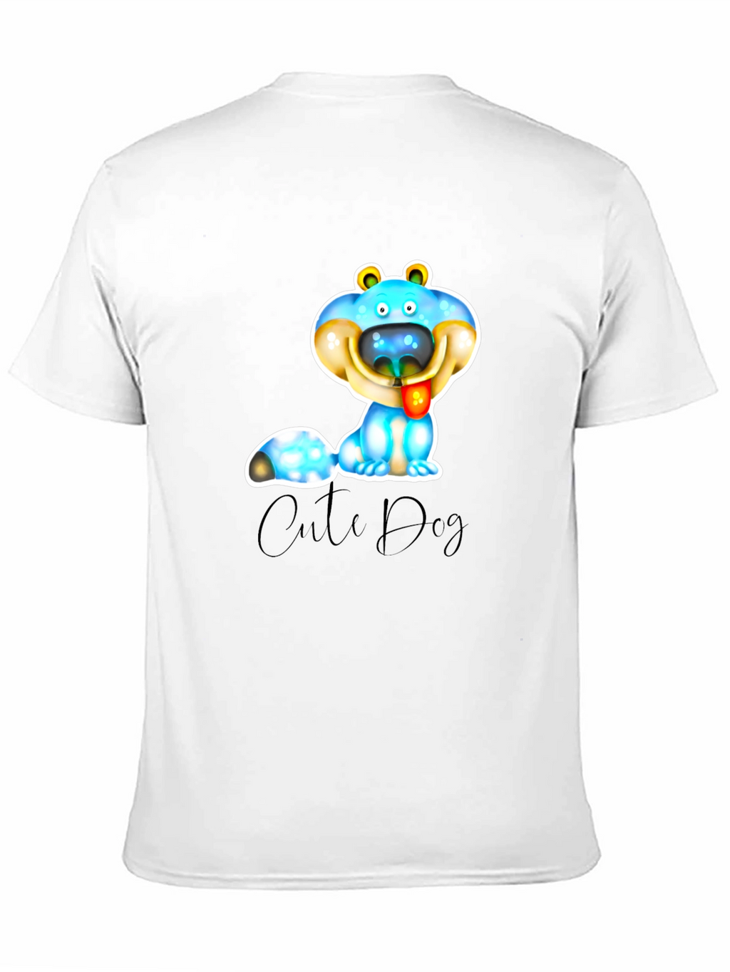 Cute Dog Graphic T-Shirt - Black Cotton Blend