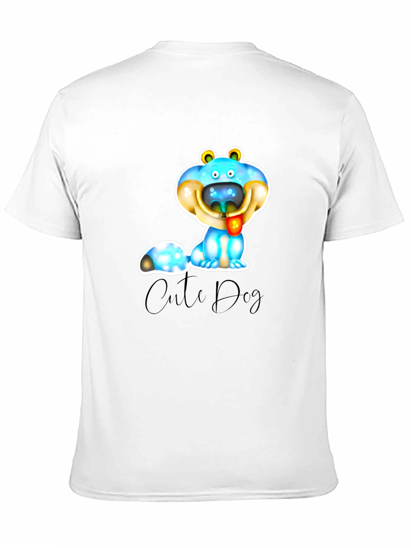 Cute Dog Graphic T-Shirt - Black Cotton Blend