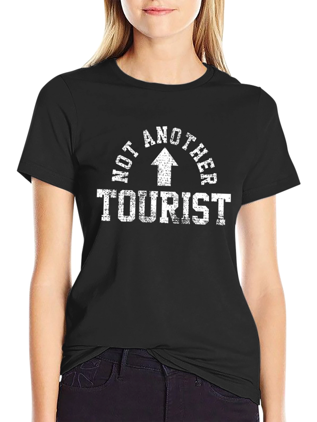 Not Another Tourist Black T-Shirt with Arrow Graphic