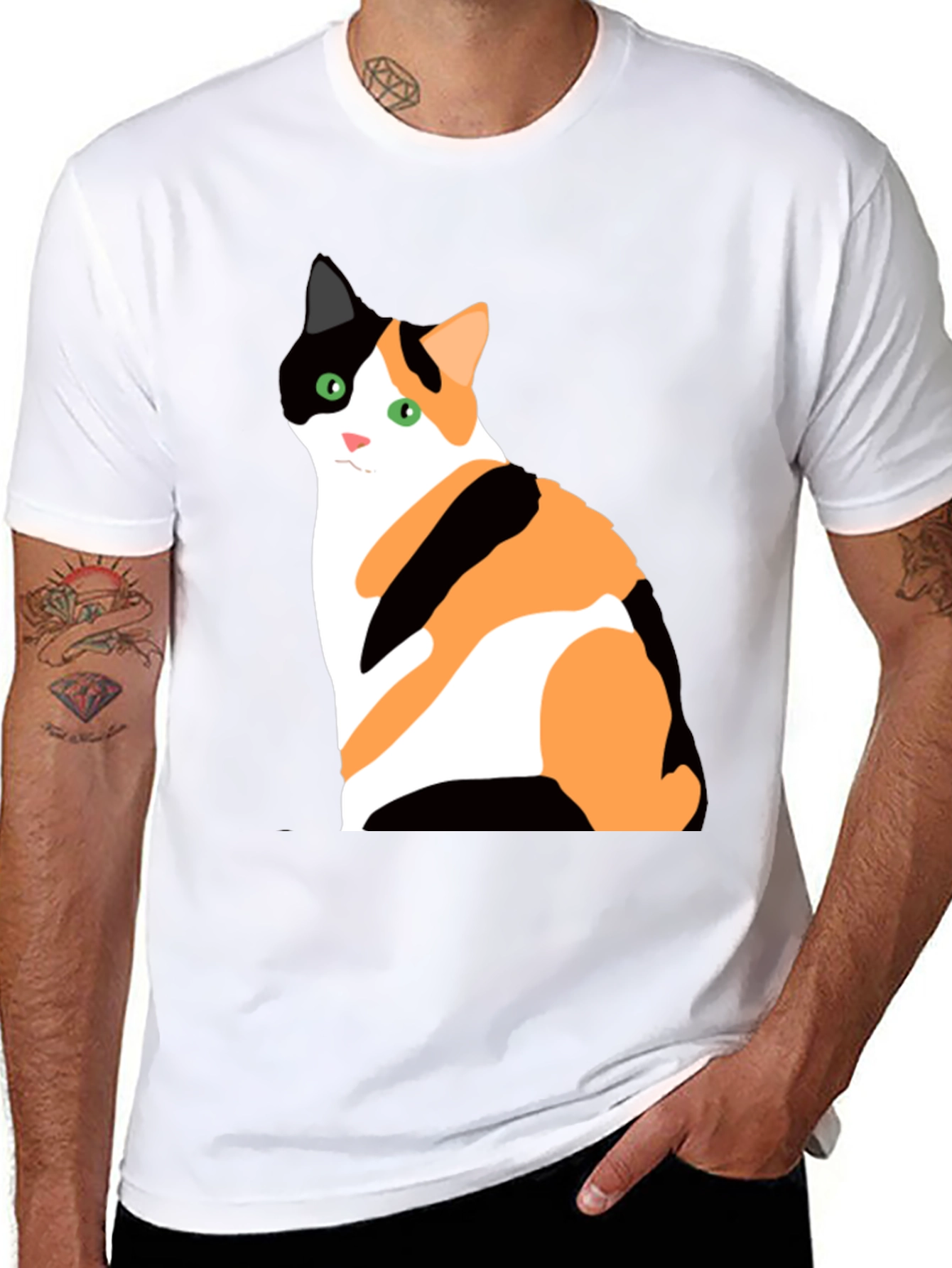 Calico Cat Graphic T-Shirt - Unisex Black Tee