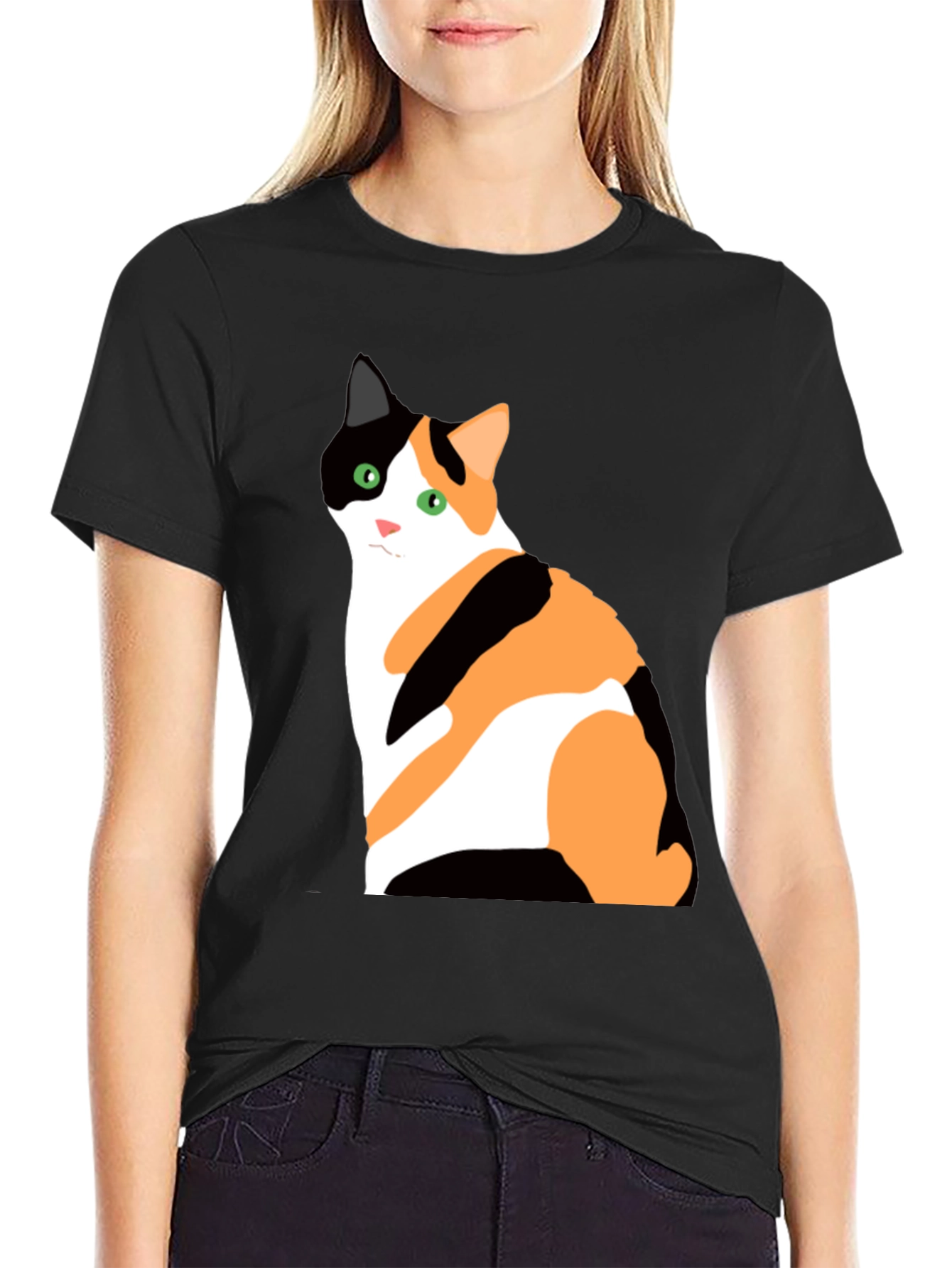 Calico Cat Graphic T-Shirt - Unisex Black Tee