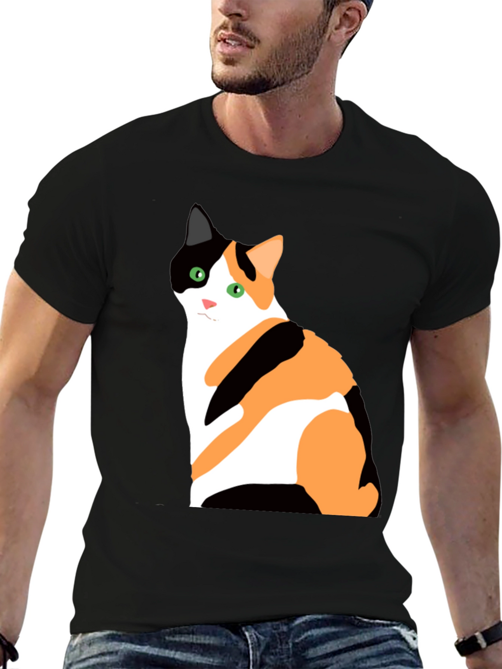 Calico Cat Graphic T-Shirt - Unisex Black Tee