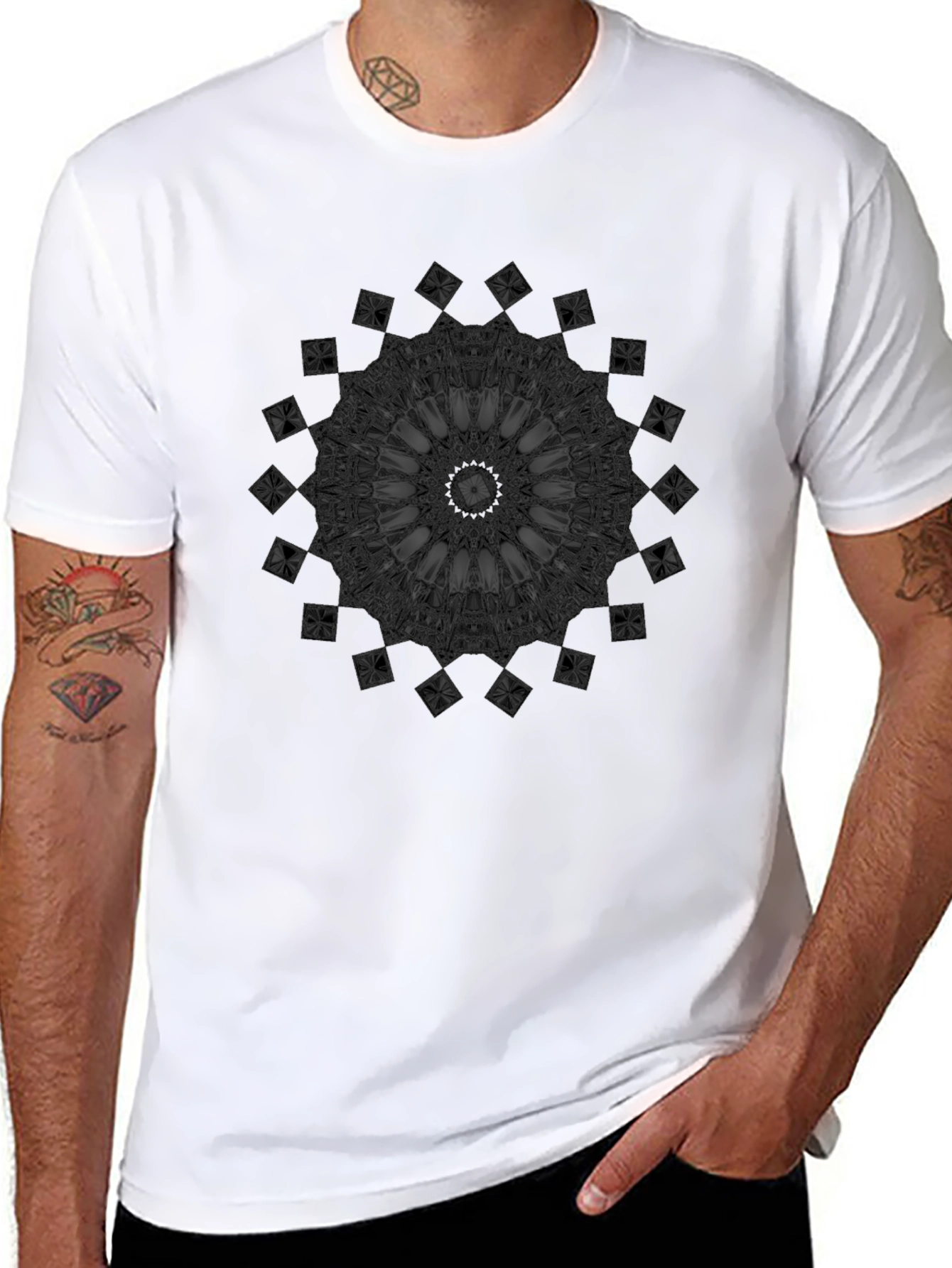 Dark Mandala Graphic Print Black T-Shirt