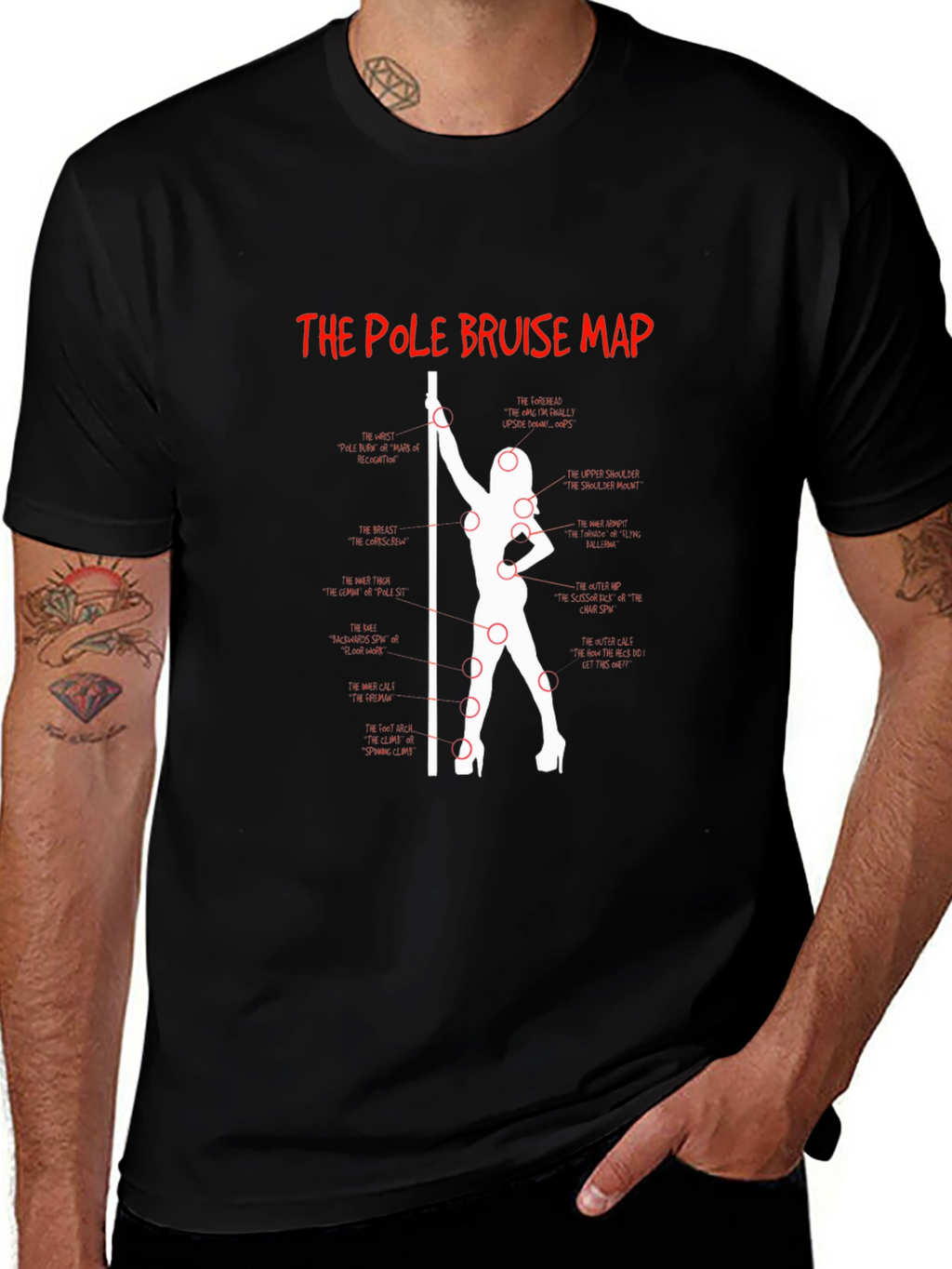 Pole Bruise Map Graphic T-Shirt - Adult Humor