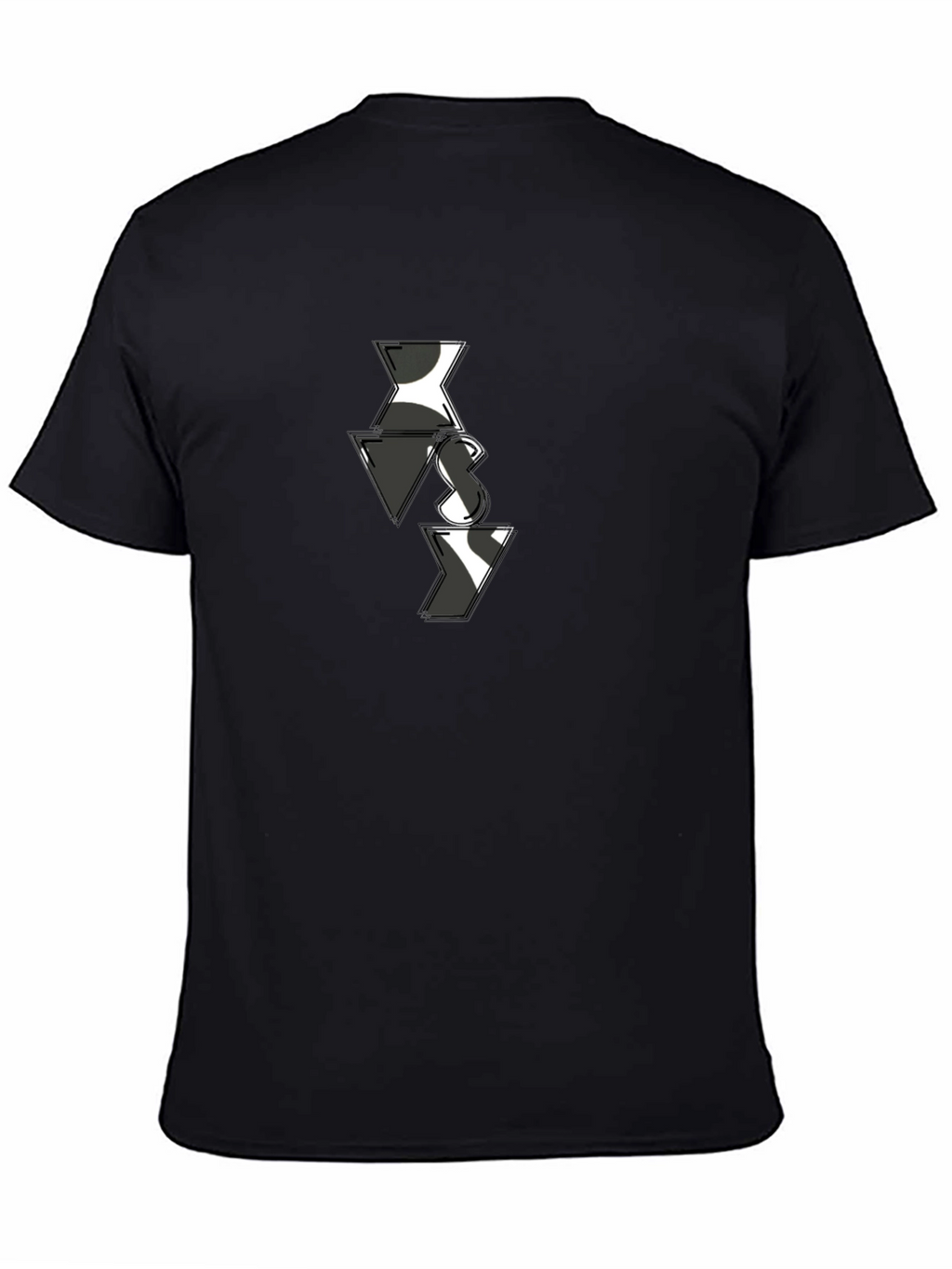 Abstract VS Pattern Mens Black T-Shirt