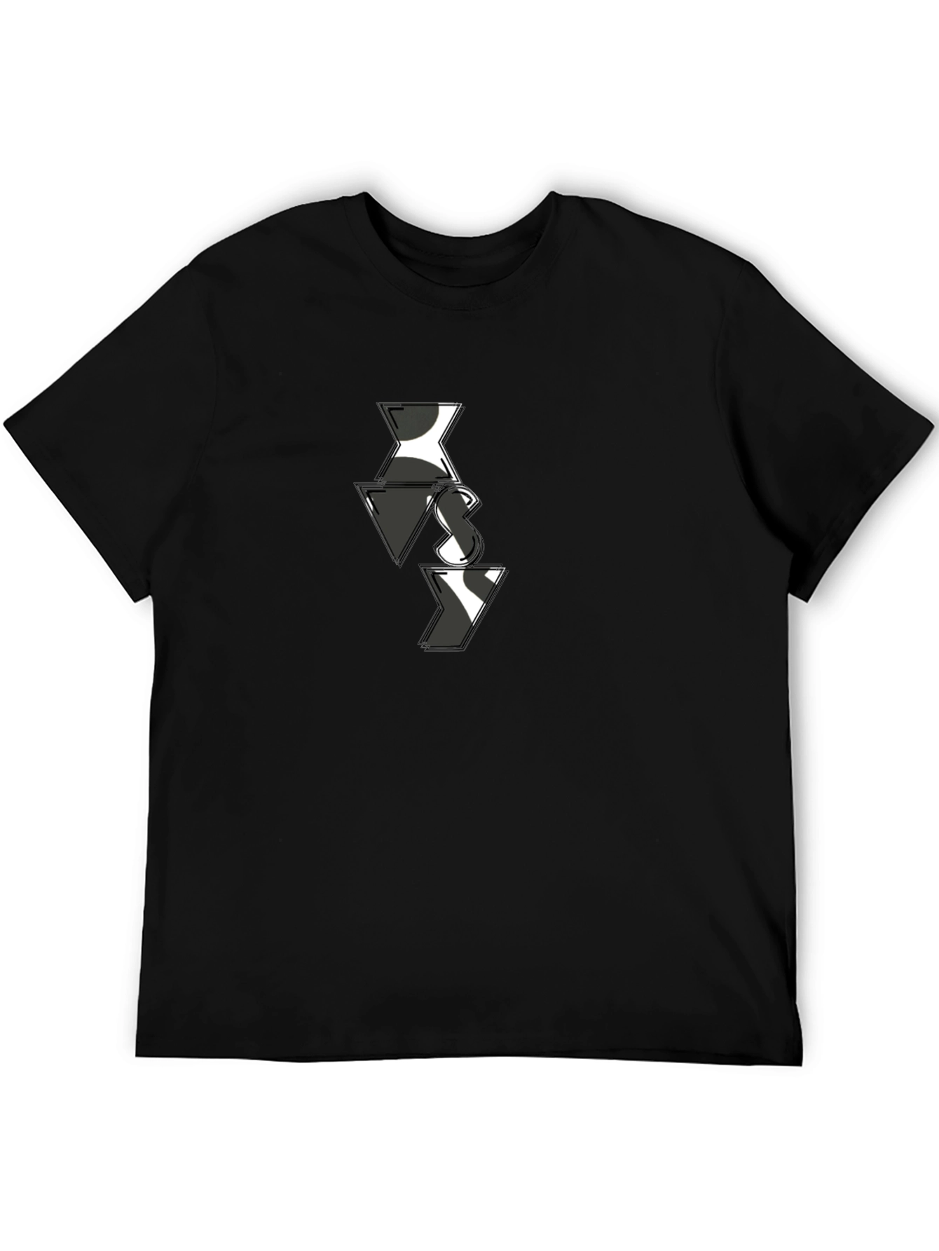 Abstract VS Pattern Mens Black T-Shirt