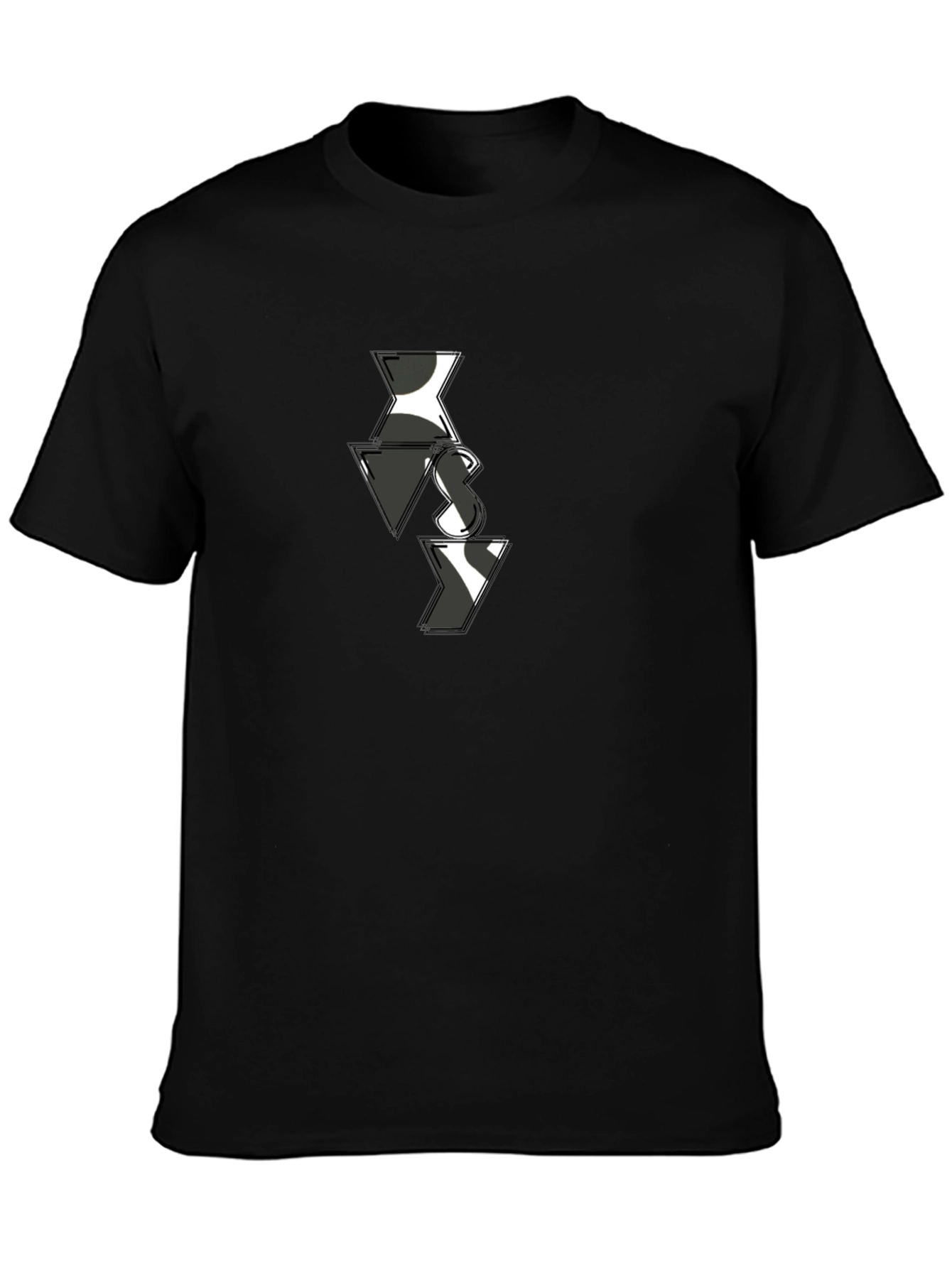 Abstract VS Pattern Mens Black T-Shirt